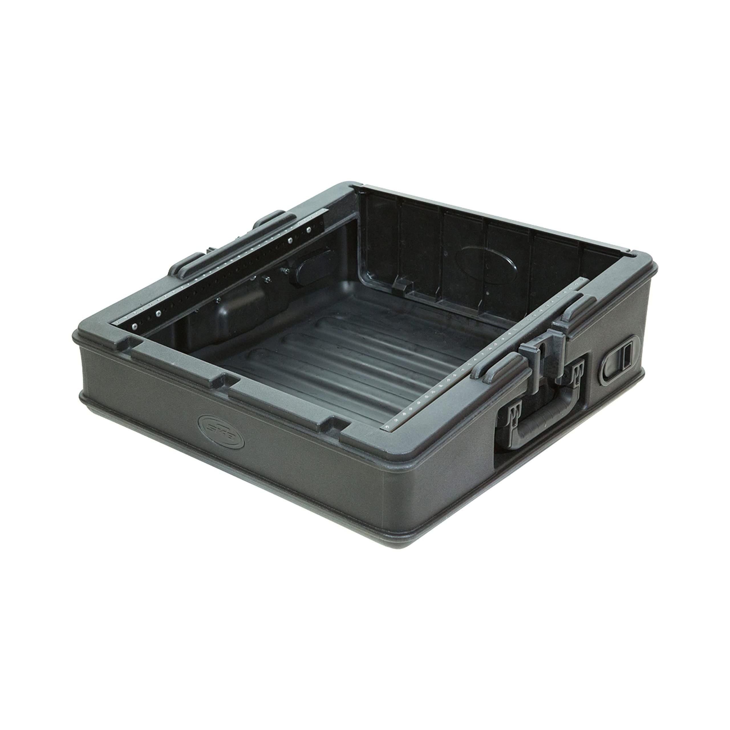 SKB Cases 1SKB-R100 Roto-molded 10U Top Mixer Rack, teel Threaded Rails, Hard Lid and Removable Back Door, (2) Carrying Handles