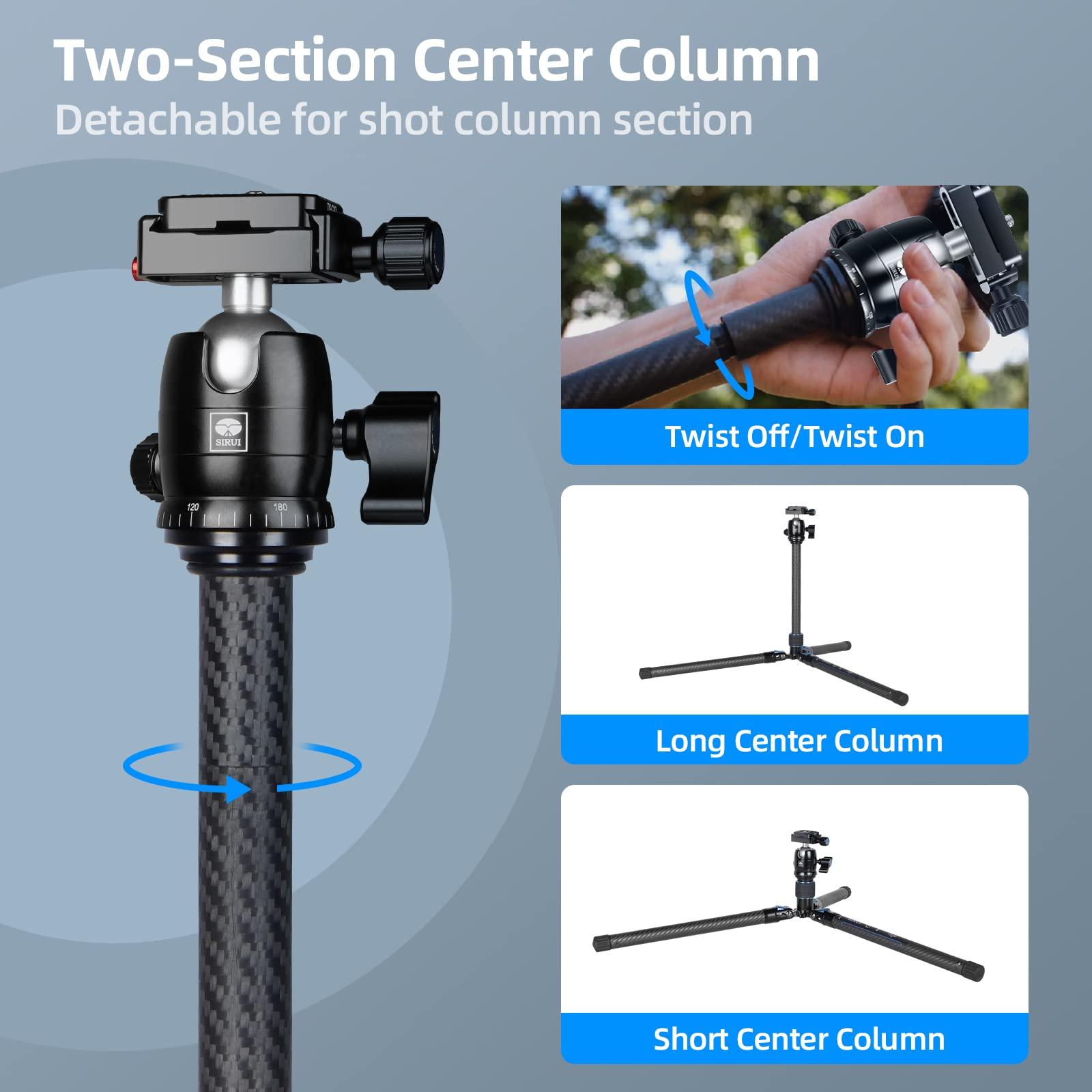 SIRUI Professional Traveler Video Camera Tripod-Carbon Fiber Travel Video Tripod with Fluid Video Head