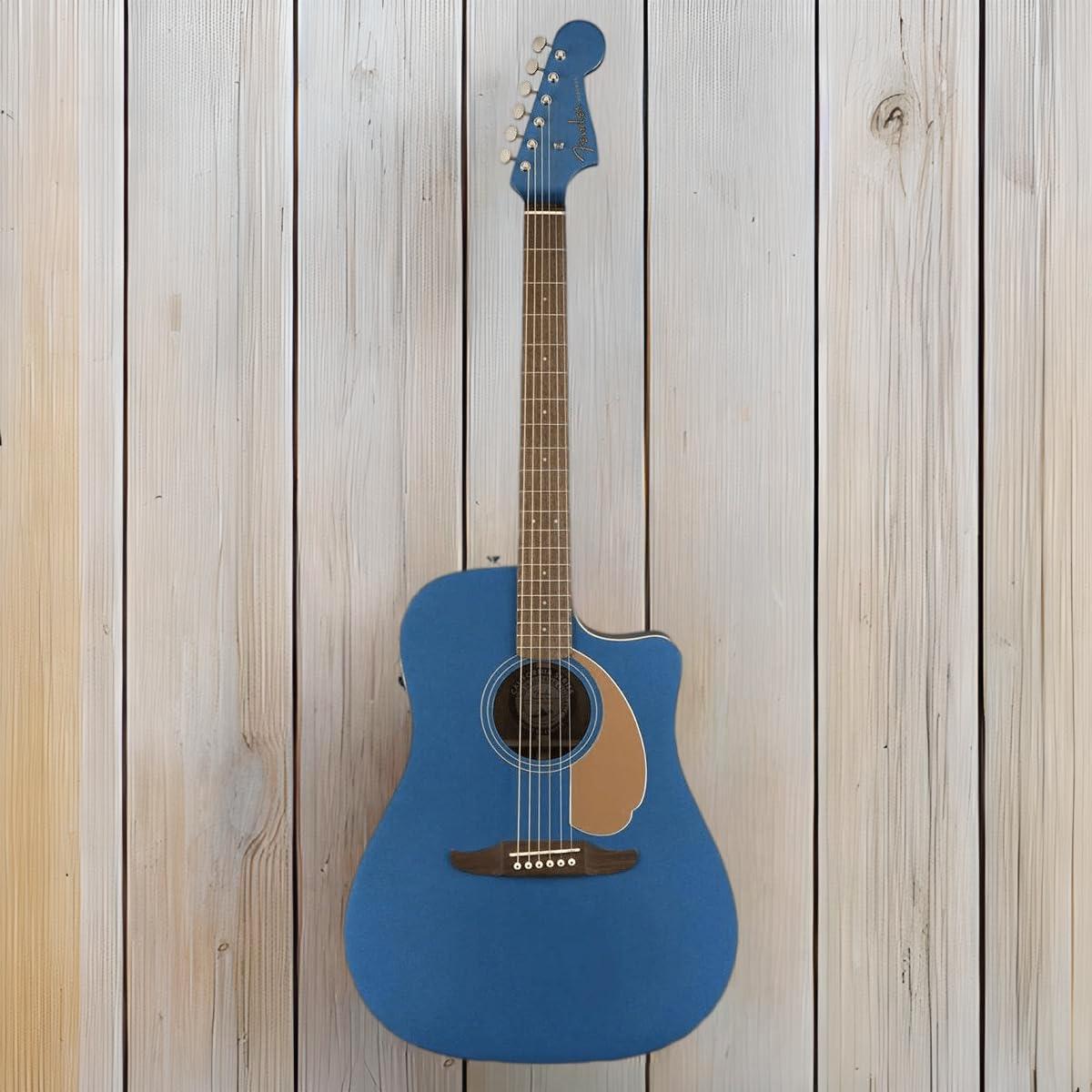 Fender Redondo Player Acoustic Guitar, with 2-Year Warranty, Belmont Blue, Walnut Fingerboard