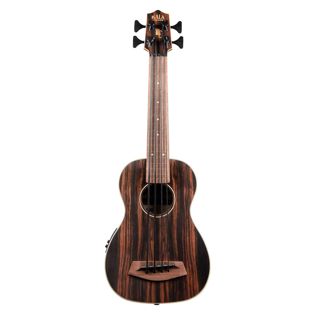 Kala UBASS EBY FL Acoustic Electric Bass Striped Ebony Frettless w Bag