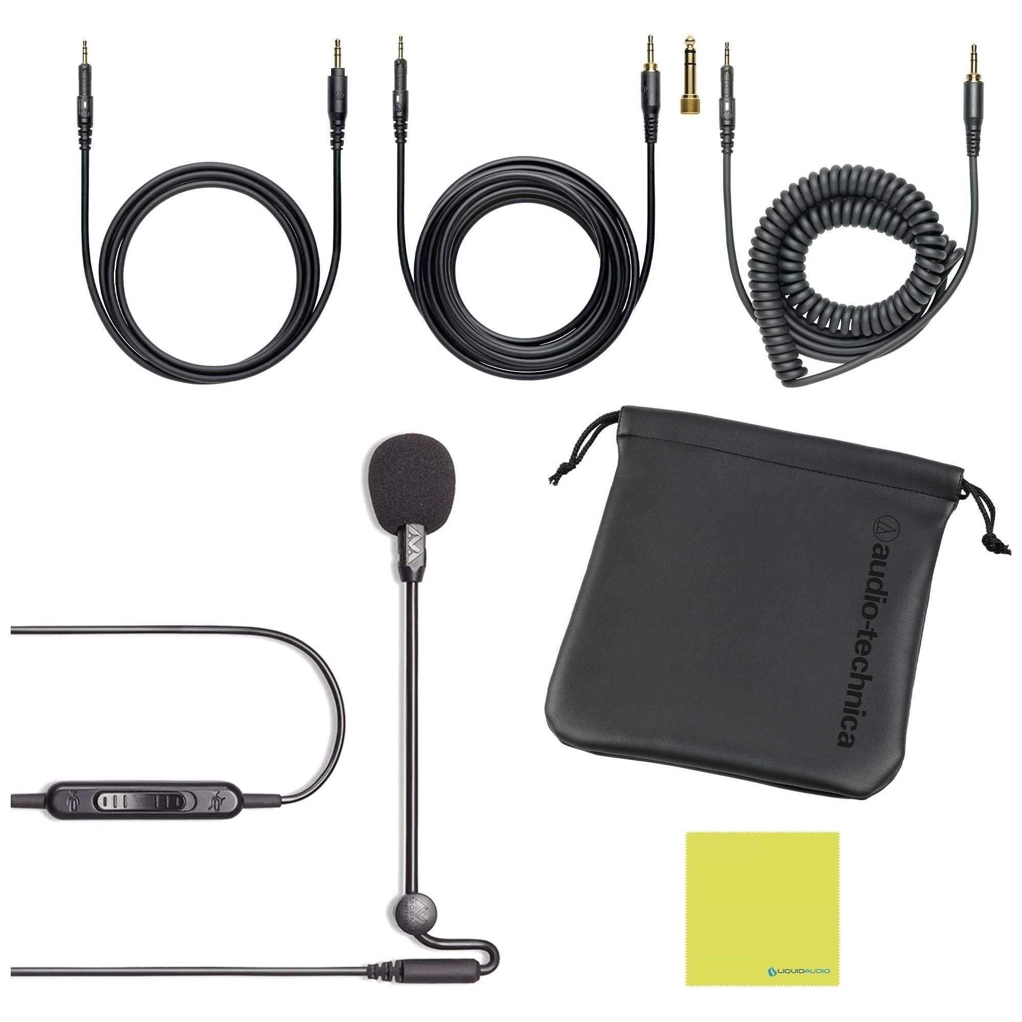 Liquid Audio Audio Technica ATH-M50x Professional Studio, Gaming & Everyday Headphones, Black Bundle w/Antlion Audio ModMic Uni Polishing Cloth