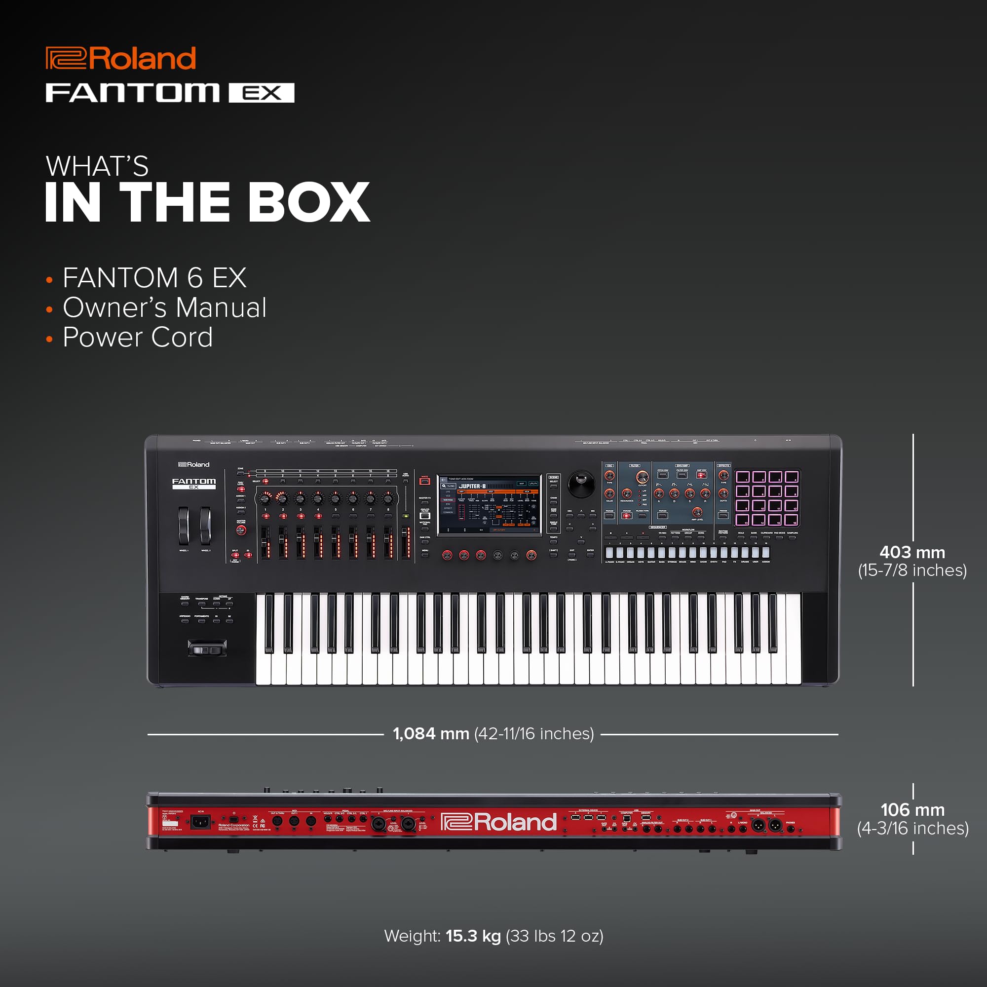 Roland FANTOM 6 EX Synthesizer | Compact FANTOM with 61 Synth-Action Keys | Updated & Enhanced with the Latest Technology | Advanced Sound Engines | Over 7000 Onboard Sounds | Deep DAW Integration