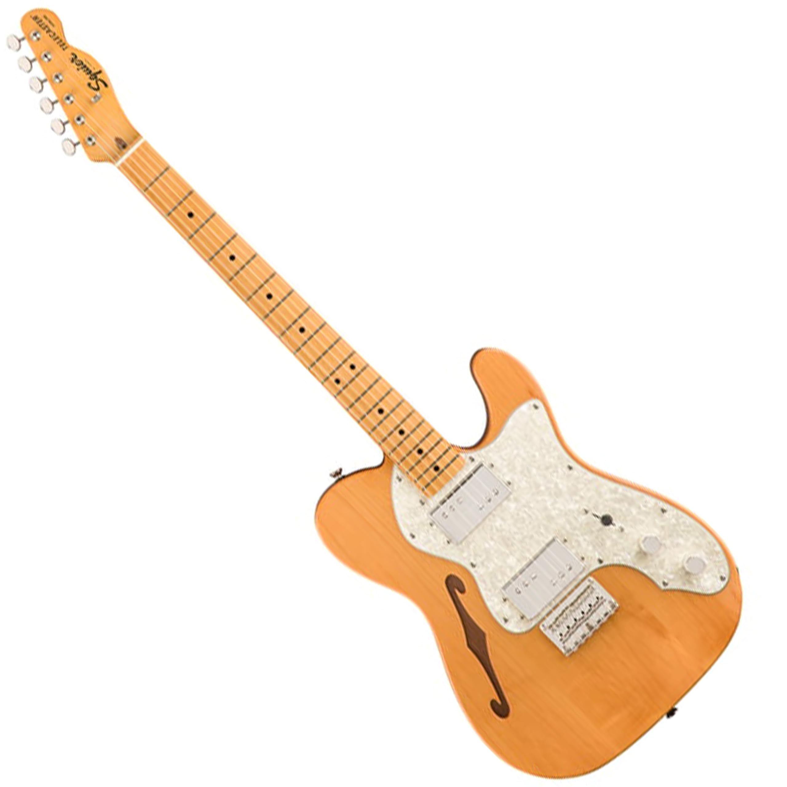 Squier Classic Vibe '70s Telecaster Thinline®, Maple Fingerboard, Natural - 0374070521 Bundle w/ 12-Pack Guitar Pick and Liquid Audio Polishing Cloth