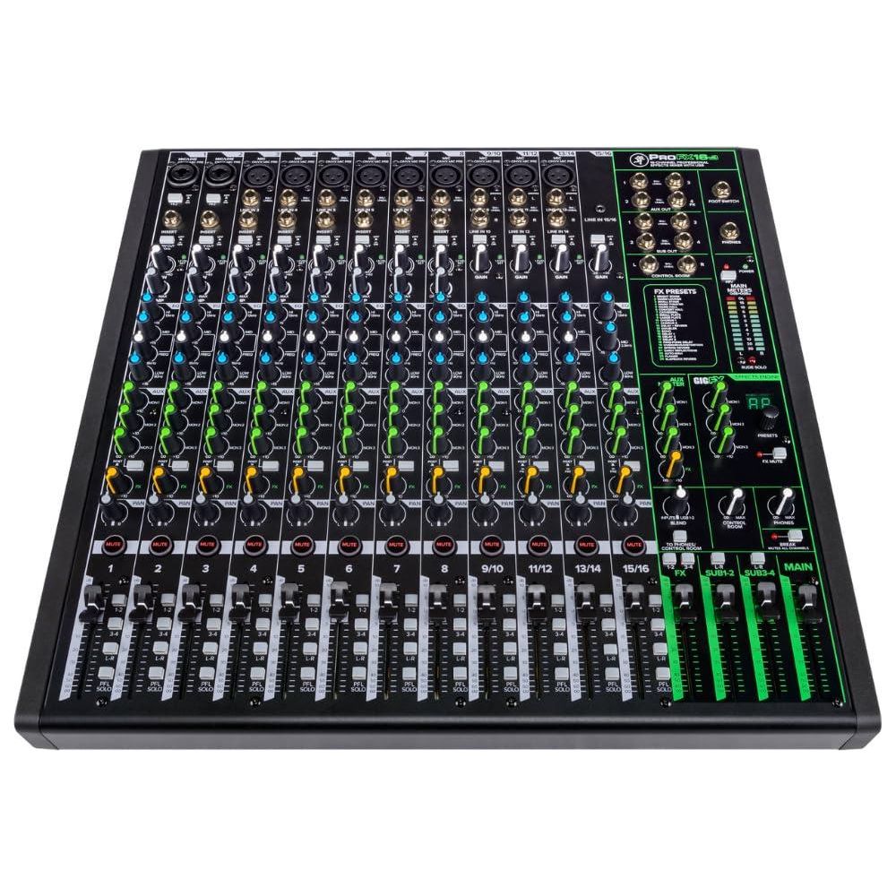 Mackie ProFX16v3 16-Channel Professional Analog Mixer with USB Bundle w/ 4-Pack Pig Hog PHM15 Pig Hog 8mm Mic Cable, Power Cable and Liquid Audio Polishing Cloth