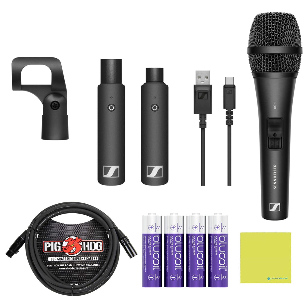 Sennheiser XSW-D Vocal Set - Plug-on Digital Wireless Microphone System Bundle w/Pig Hog PHM10 8mm Mic Cable, 4-Pack Blucoil AA Batteries and Liquid Audio Polishing Cloth