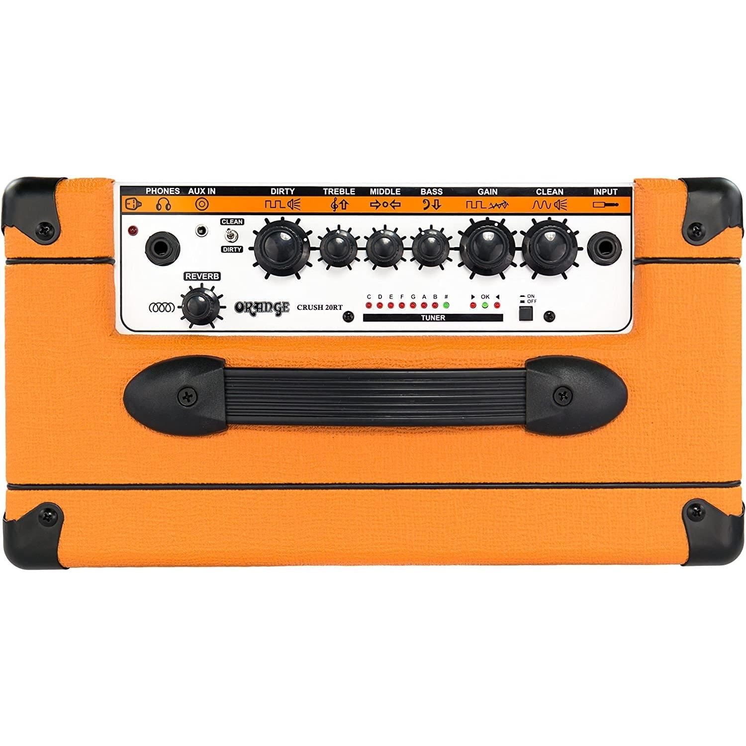 Orange Crush 20RT Guitar Combo Amplifier Bundle with Pig Hog Woven Instrument Cable and Liquid Audio Polishing Cloth (3 Items)