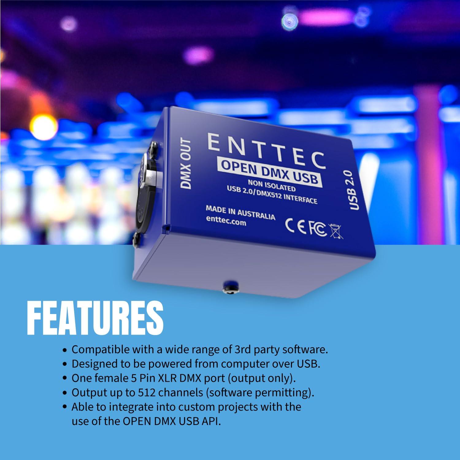 Enttec 70303 Open DMX USB Lighting Interface Controller Widget (Open Source/Hardware Only)