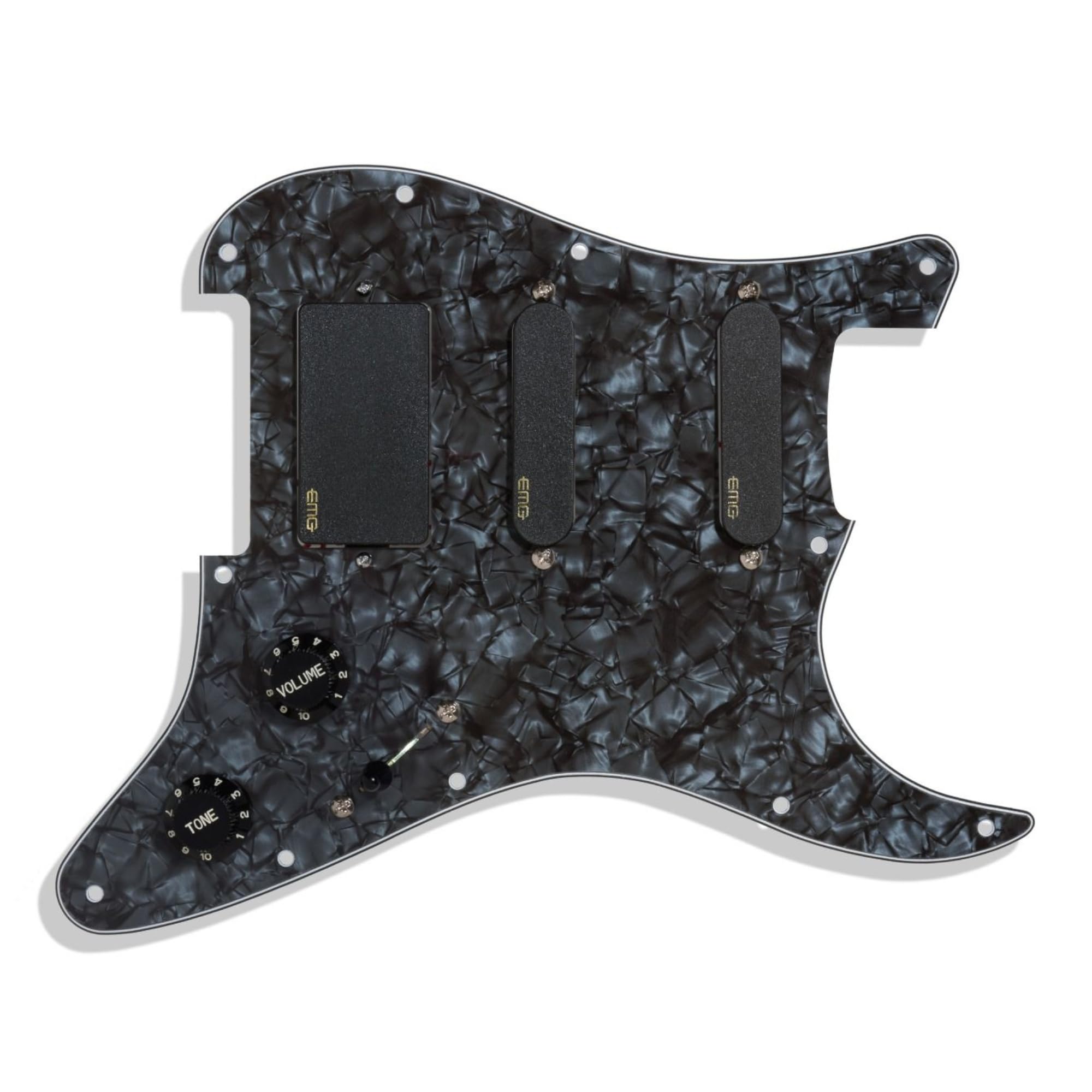 EMG SL20 Steve Lukather Signature Pre-wired Pickguard, Black Bundle w/ 12-Pack Guitar Pick and Liquid Audio Polishing Cloth