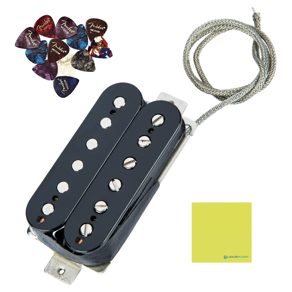 EVH Frankenstein™ Humbucker Pickup, Black, 0222136000 Bundle w/ 12-Pack Guitar Pick and Liquid Audio Polishing Cloth