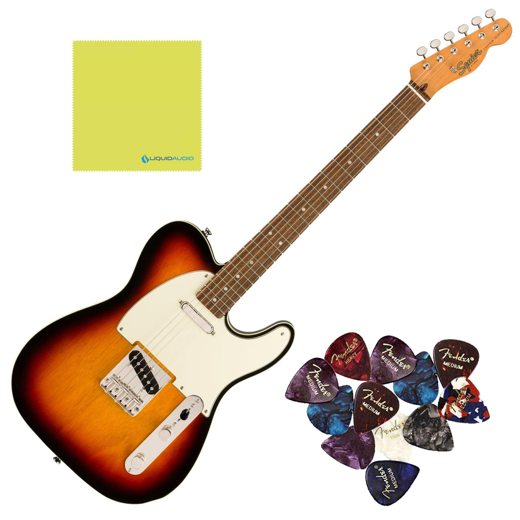 Squier Classic Vibe '60s Custom Telecaster® - 0374040500 Bundle w/ 12-Pack Guitar Pick and Liquid Audio Polishing Cloth