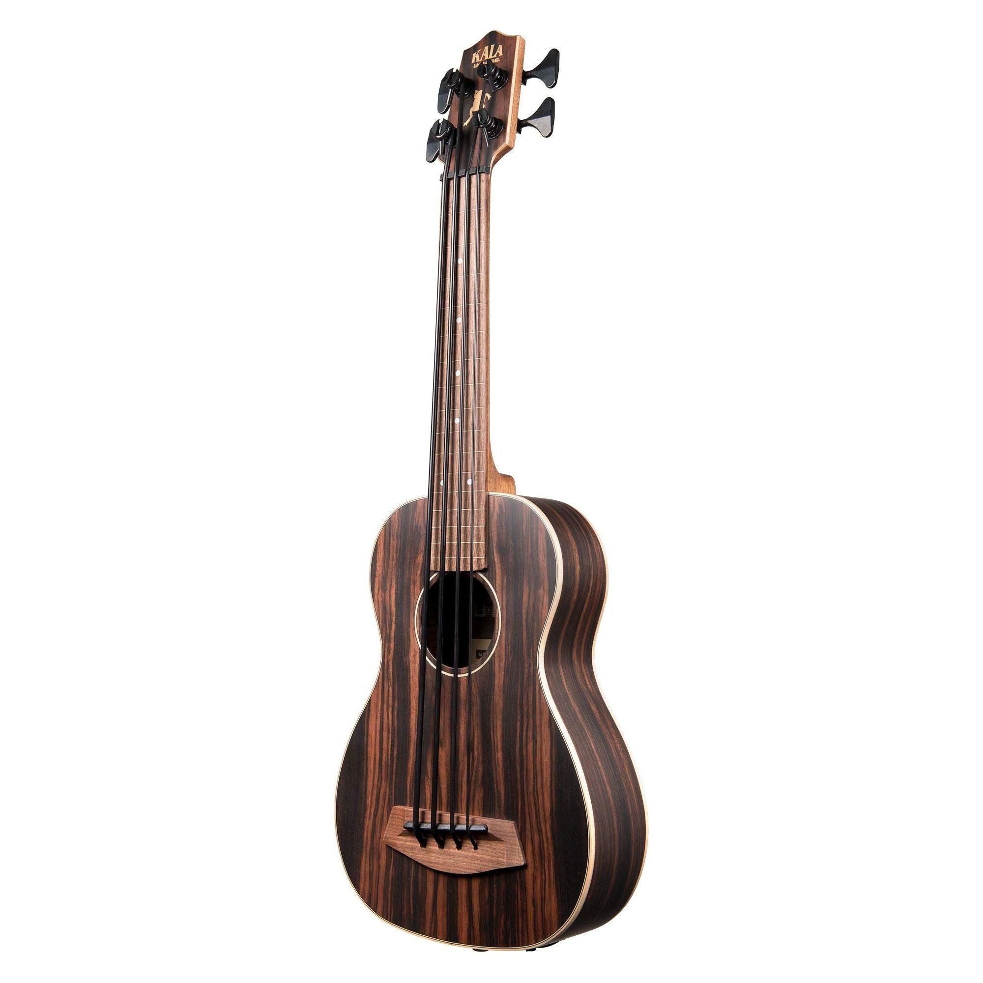 Kala UBASS EBY FL Acoustic Electric Bass Striped Ebony Frettless w Bag