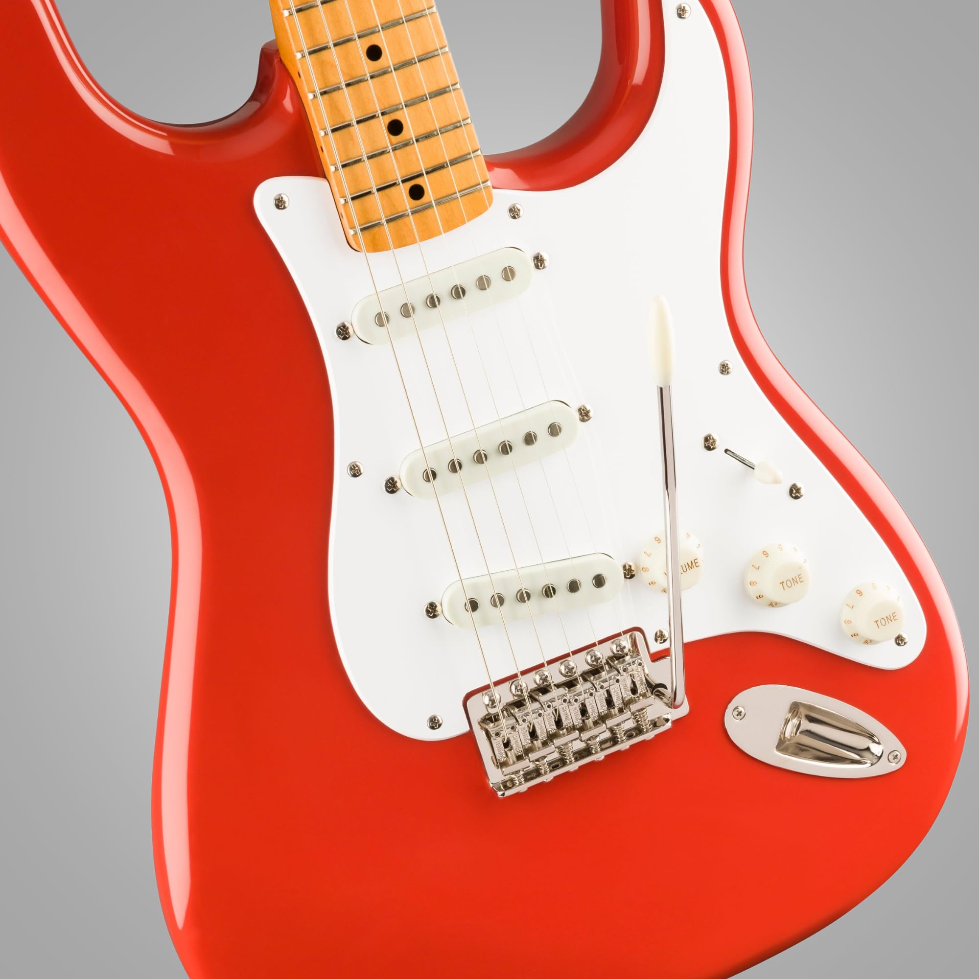 Squier Classic Vibe '50s Stratocaster, Maple Fingerboard, Fiesta Red Blonde - 0374005540 Bundle w/ 12-Pack Guitar Pick and Liquid Audio Polishing Cloth