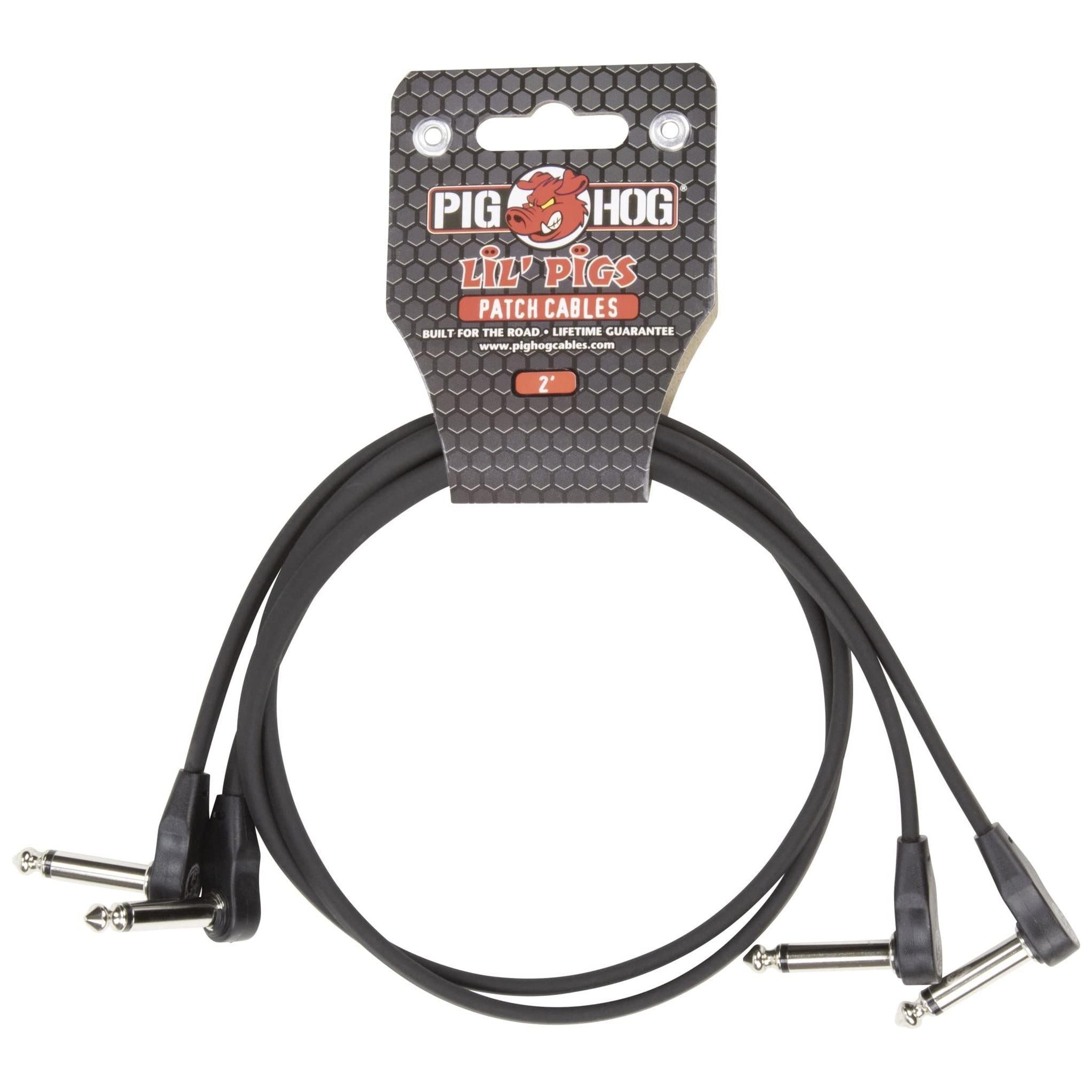 Pig Hog PHLSK2BK Black Low Profile Patch Cables 2 Pack, 2 ft.