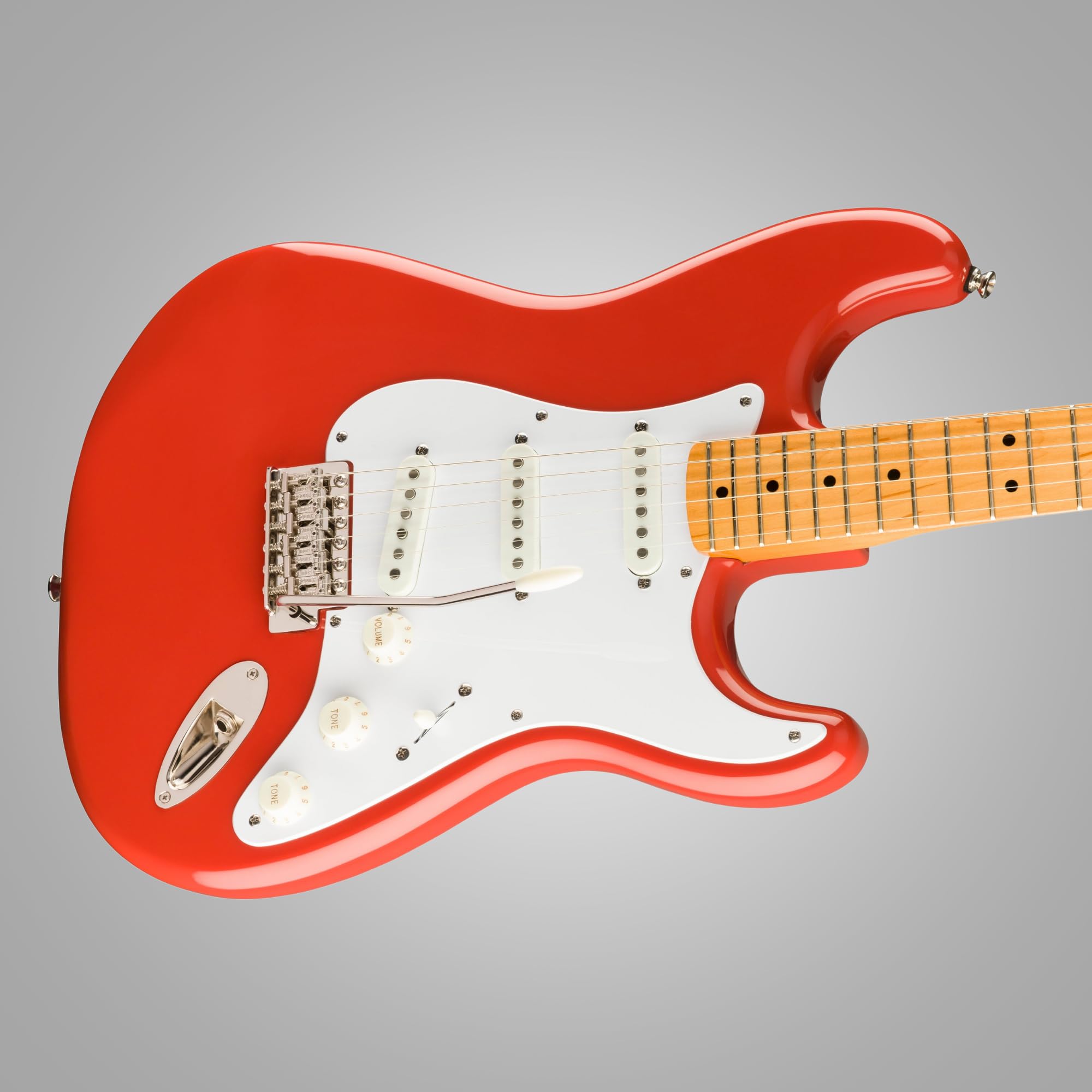 Squier Classic Vibe '50s Stratocaster, Maple Fingerboard, Fiesta Red Blonde - 0374005540 Bundle w/ 12-Pack Guitar Pick and Liquid Audio Polishing Cloth