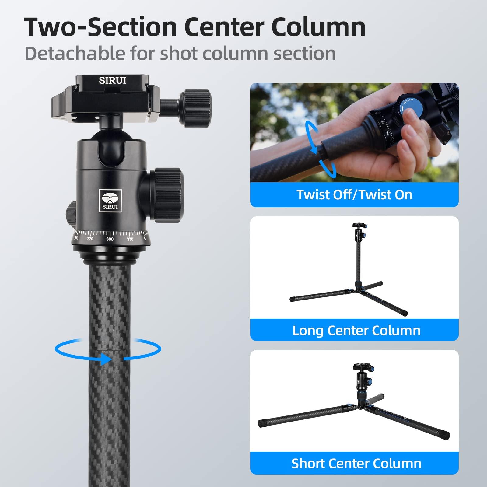 SIRUI Professional Traveler Video Camera Tripod-Carbon Fiber Travel Video Tripod with Fluid Video Head