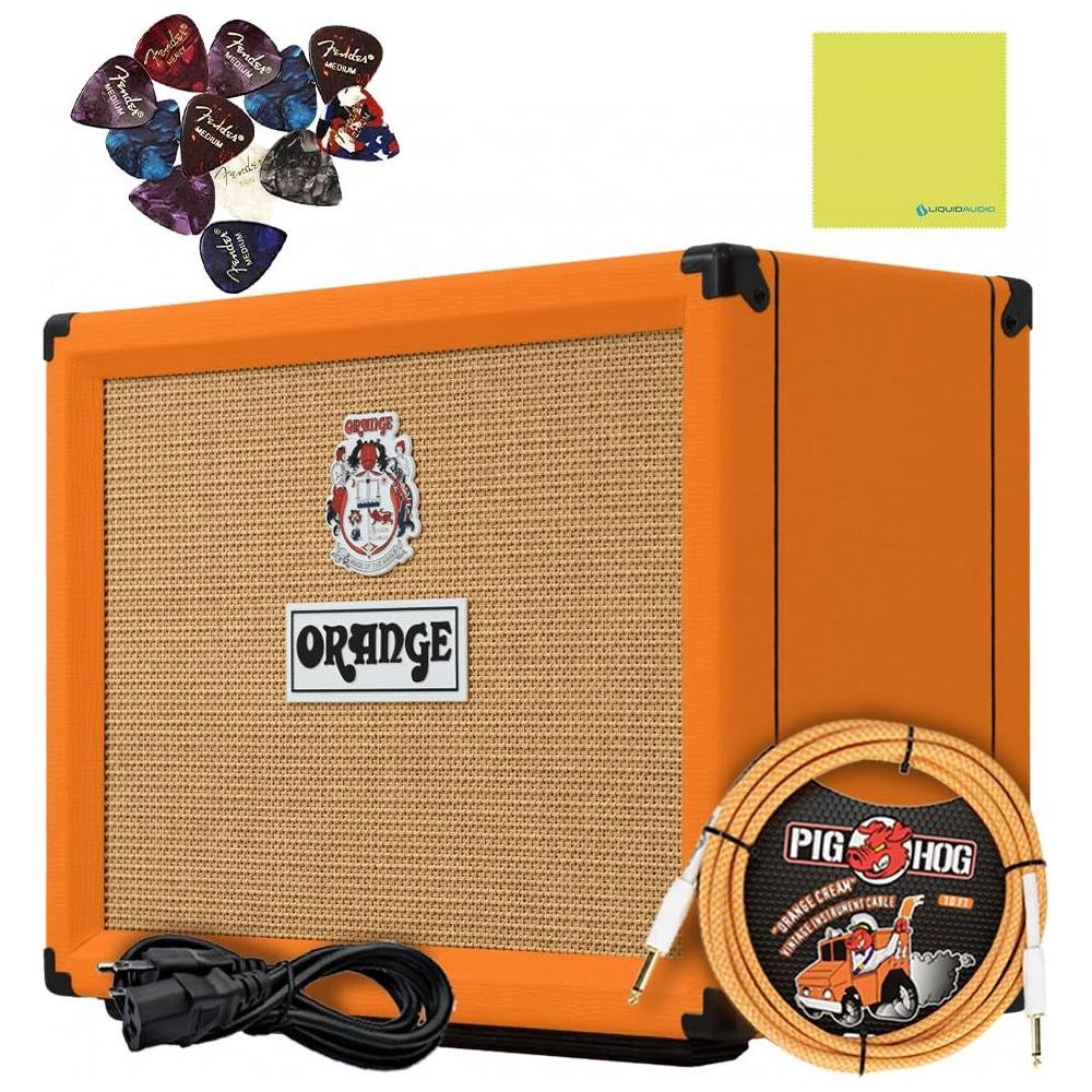 Orange Amps Rocker 32 2x10 30-watt Stereo Tube Combo w/Pig Hog Orange Crème 2.0 Instrument Cable, Power Supply AC Adapter, 12x Fender Picks & Liquid Audio Polishing Cloth