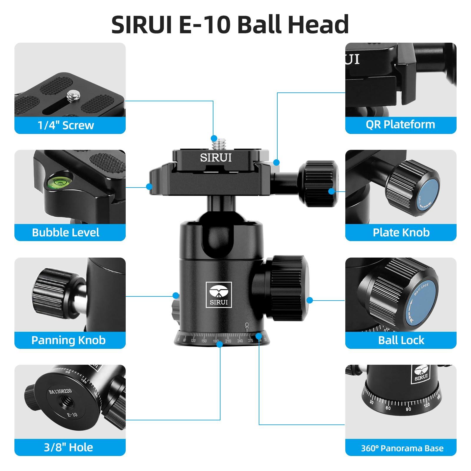 SIRUI Professional Traveler Video Camera Tripod-Carbon Fiber Travel Video Tripod with Fluid Video Head