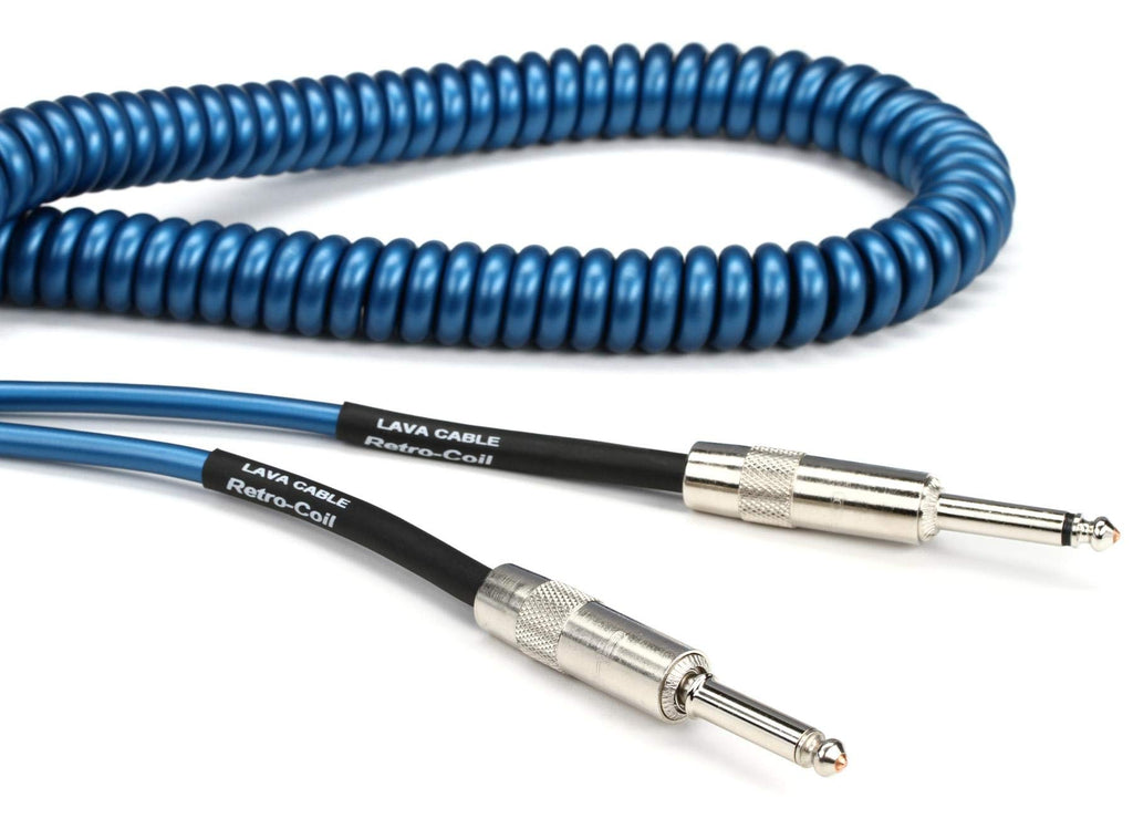 Lava Cable Retro Coil Silent Instrument Cable Metallic Blue, 20 Feet Straight-Straight