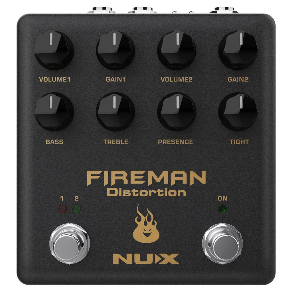 NUX Fireman Distortion Effect Pedal Dual Channel Brown Sound