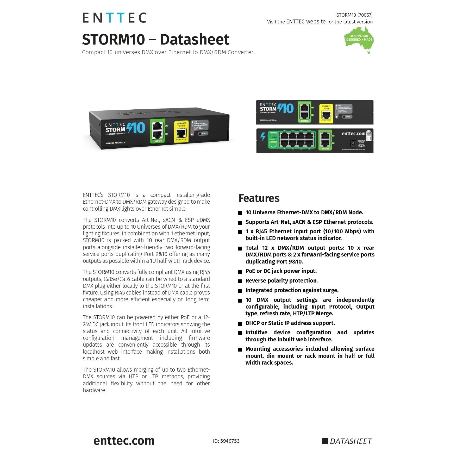 ENTTEC Storm 10 10-port Ethernet to DMX Interface