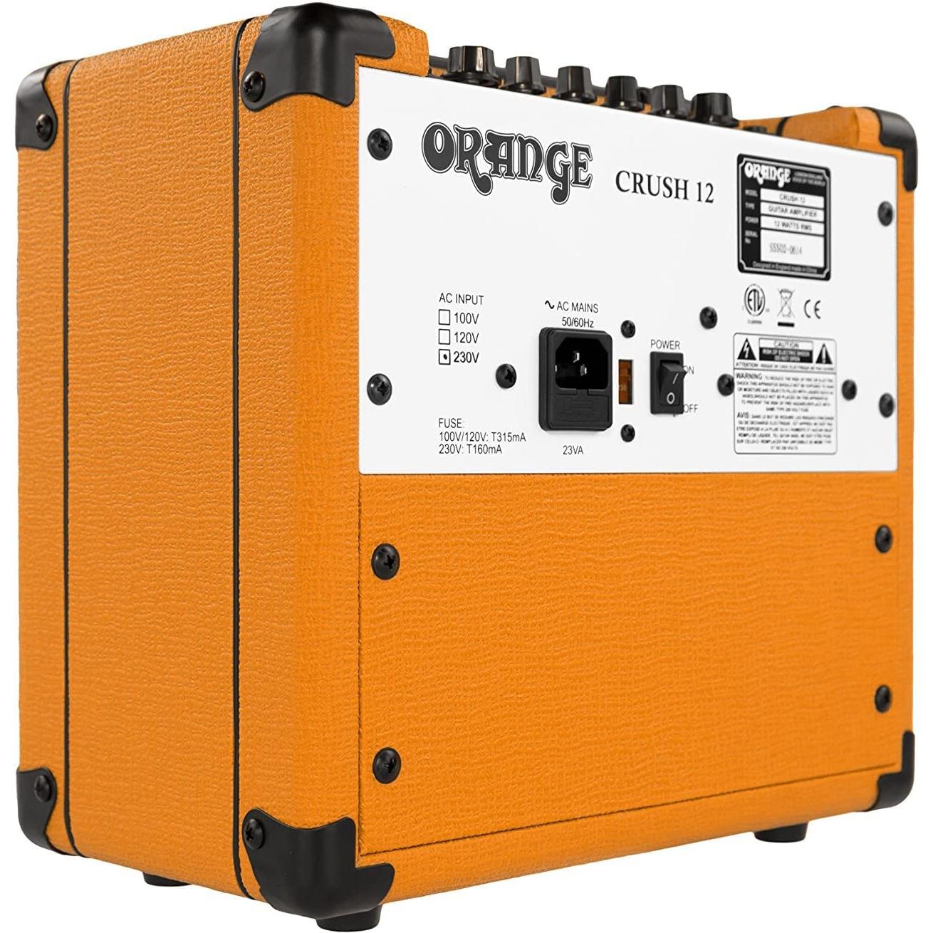 Orange Crush 12 12W 1x6 Guitar Combo Amp Bundle w/Pig Hog Woven Instrument Cable, Power Cable and Liquid Audio Polishing Cloth (3 Items)