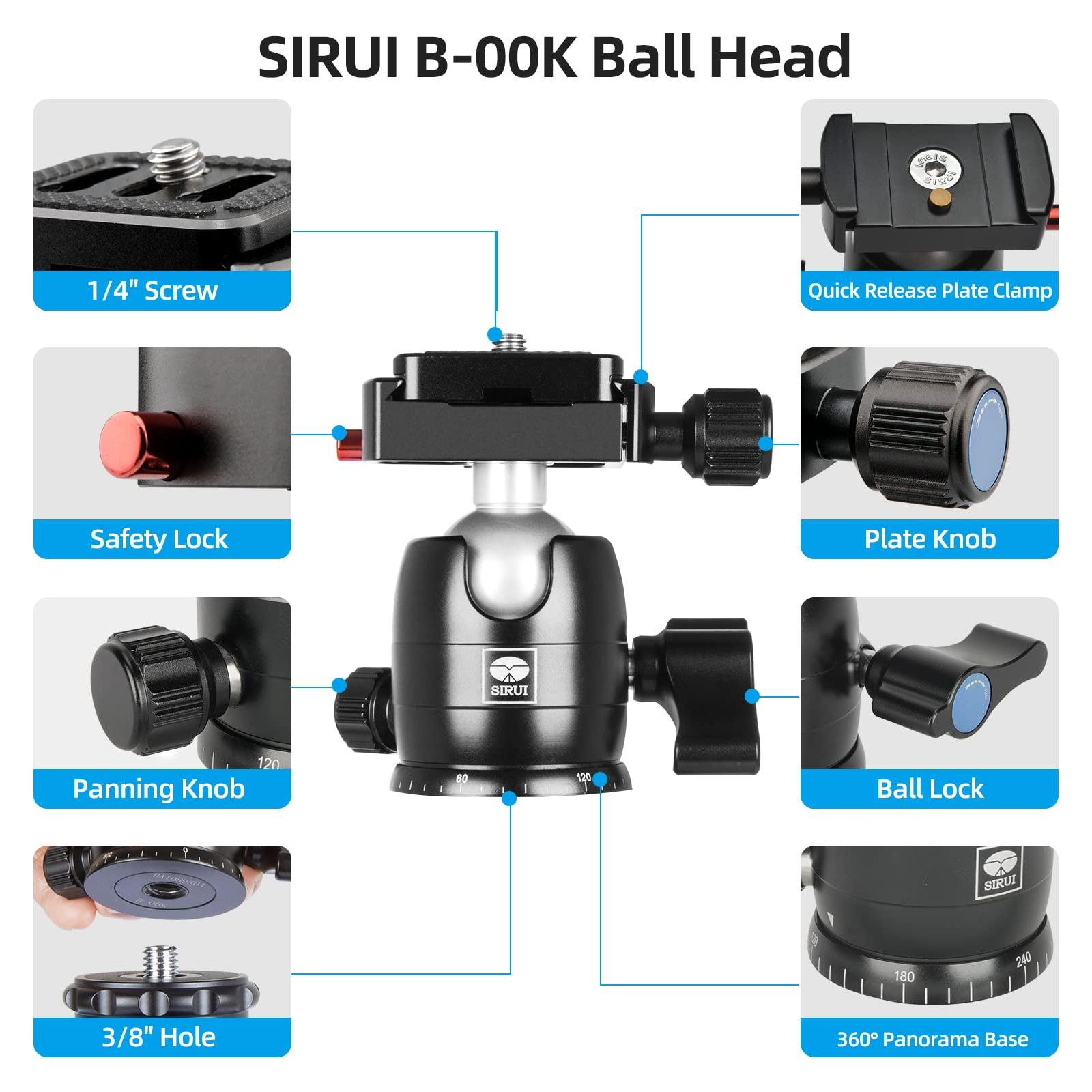 SIRUI Professional Traveler Video Camera Tripod-Carbon Fiber Travel Video Tripod with Fluid Video Head