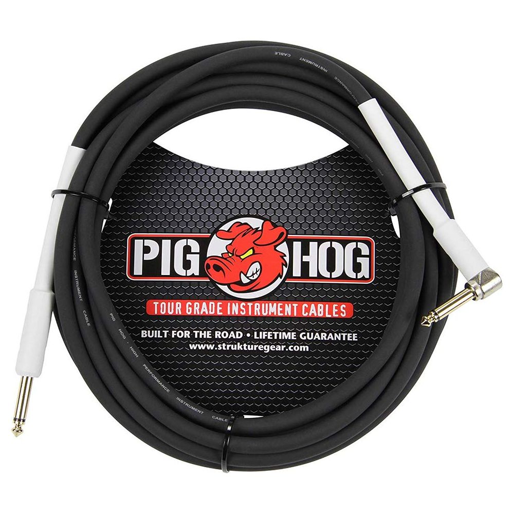 Pig HOG 18.6' Feet High Performance Instrument Cable Black (Straight-Angled), 2-Pack