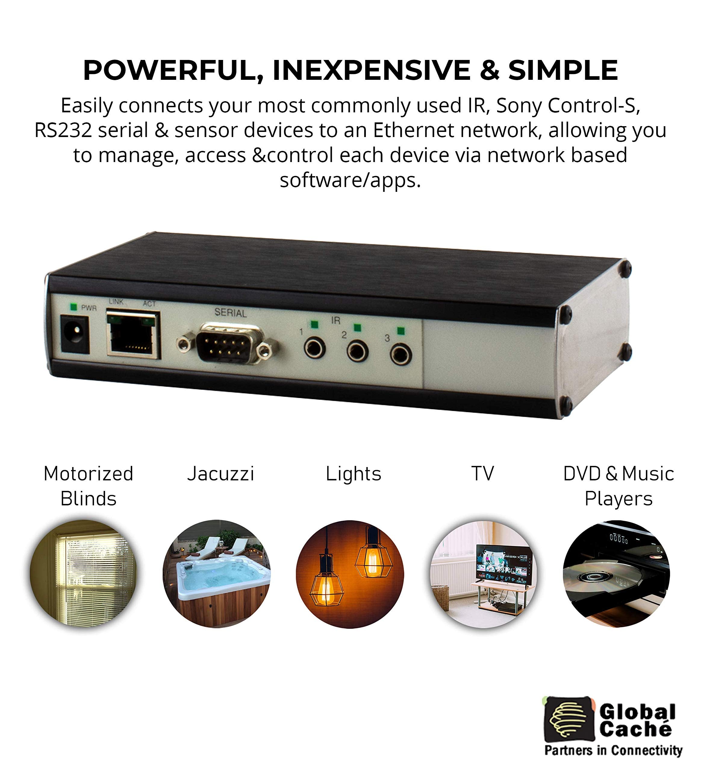 Global Caché GC-100-06 Network Adapter - Connects RS232 Serial and Infrared Devices to a Wired Ethernet (6-Inch)