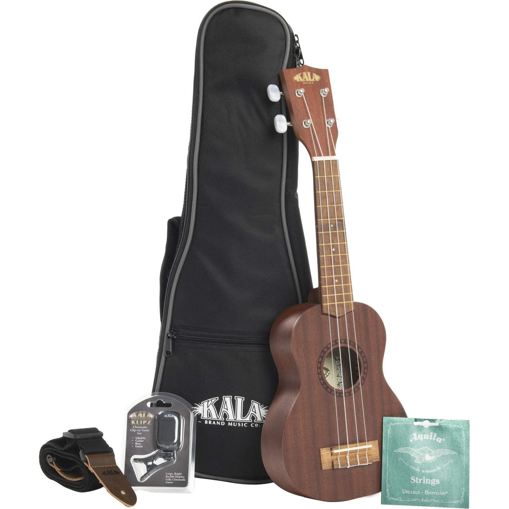 Kala Brand Music Co., 4-String Ukulele, Natural, Soprano (KA-15S-BNDL)