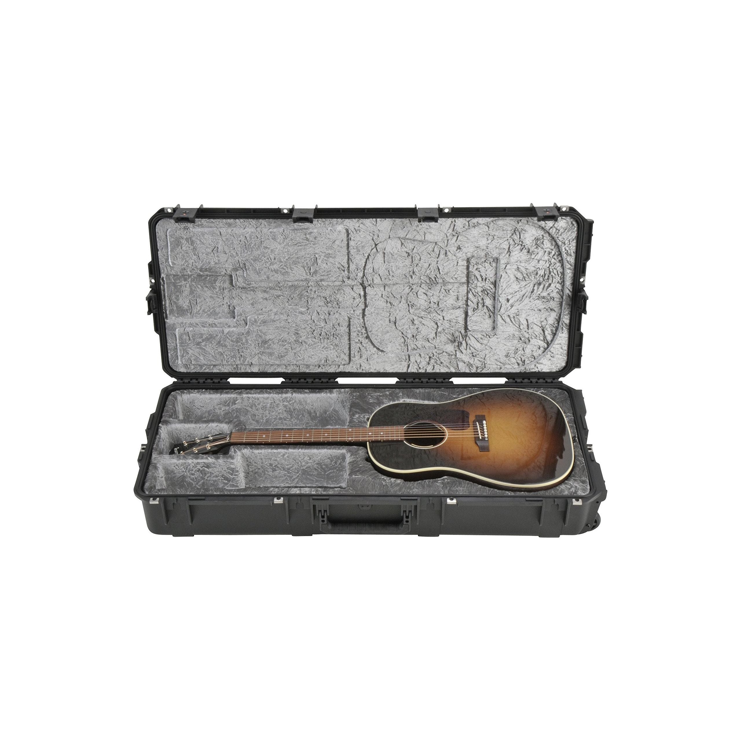 SKB Cases iSeries Waterproof Injection Molded Acoustic Guitar Case with TSA Latches and Wheels (Tan)