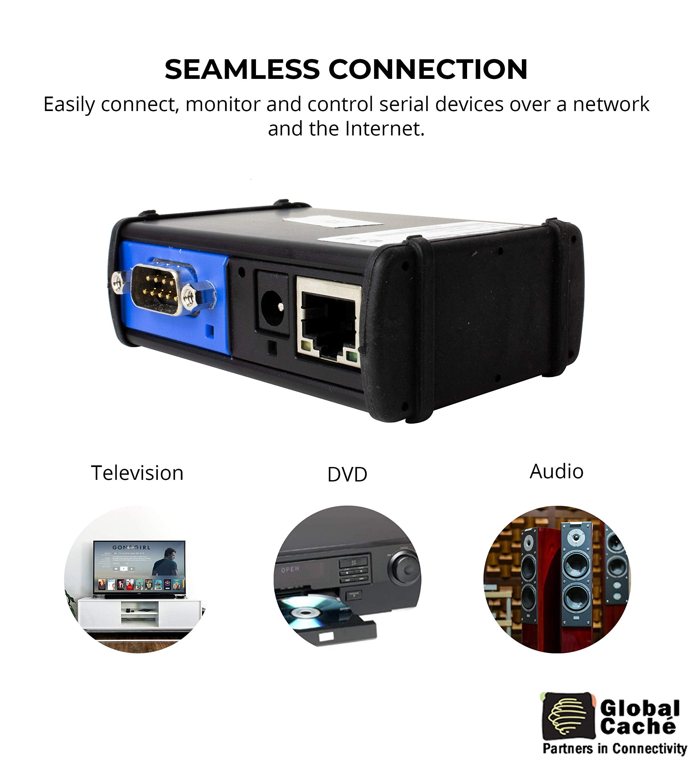 Global Caché IP2SL-P iTach TCP/IP to Serial Converter with Power Over Ethernet (PoE) - Connects RS232 Control Devices to a Wired Connection