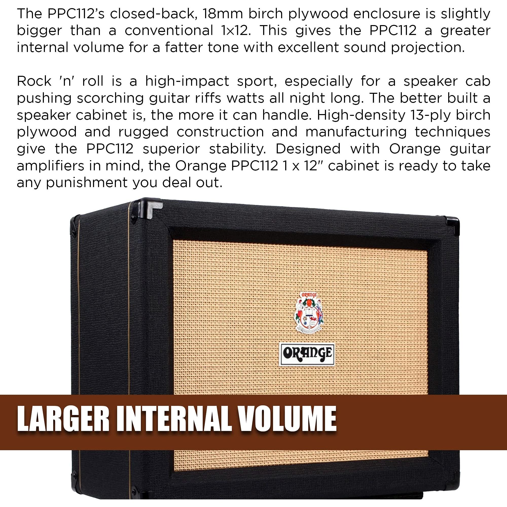 Orange PPC112 60W 1 x 12" 16-ohm Cabinet - Black