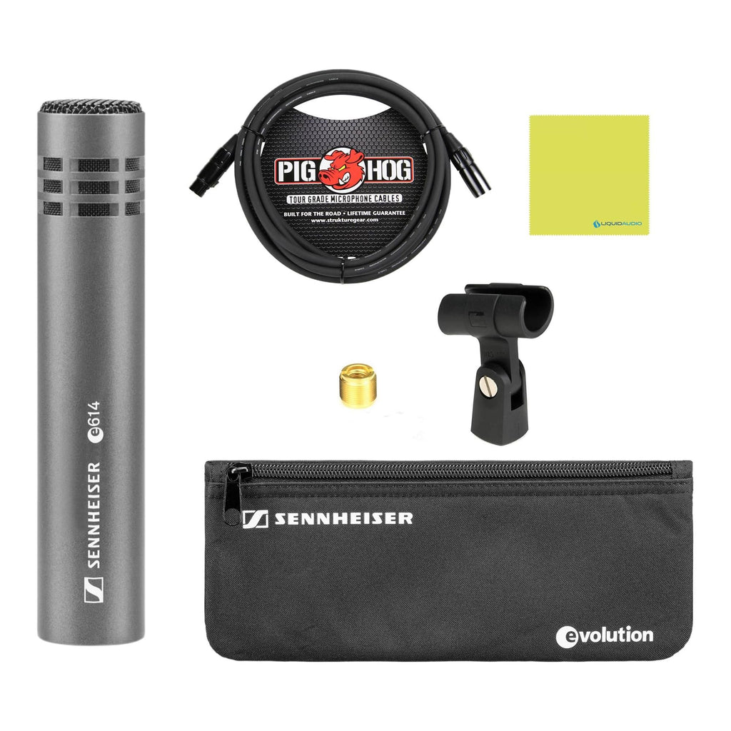 Liquid Audio Sennheiser E 614 Small-Diaphragm Condenser Microphone Bundle w/Pig Hog PHM10 8mm Mic Cable Polishing Cloth