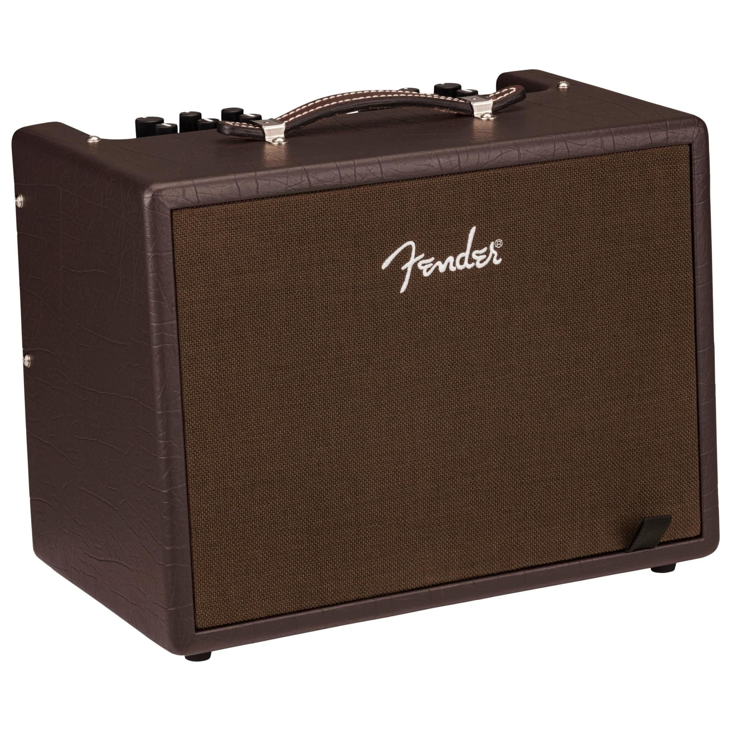 Fender Acoustic Junior Guitar Amplifier, 120V, Dark Brown, Bundle w/Pig Hog Black Woven Instrument Cable, 12-Pack Guitar Picks & Liquid Audio Polishing Cloth