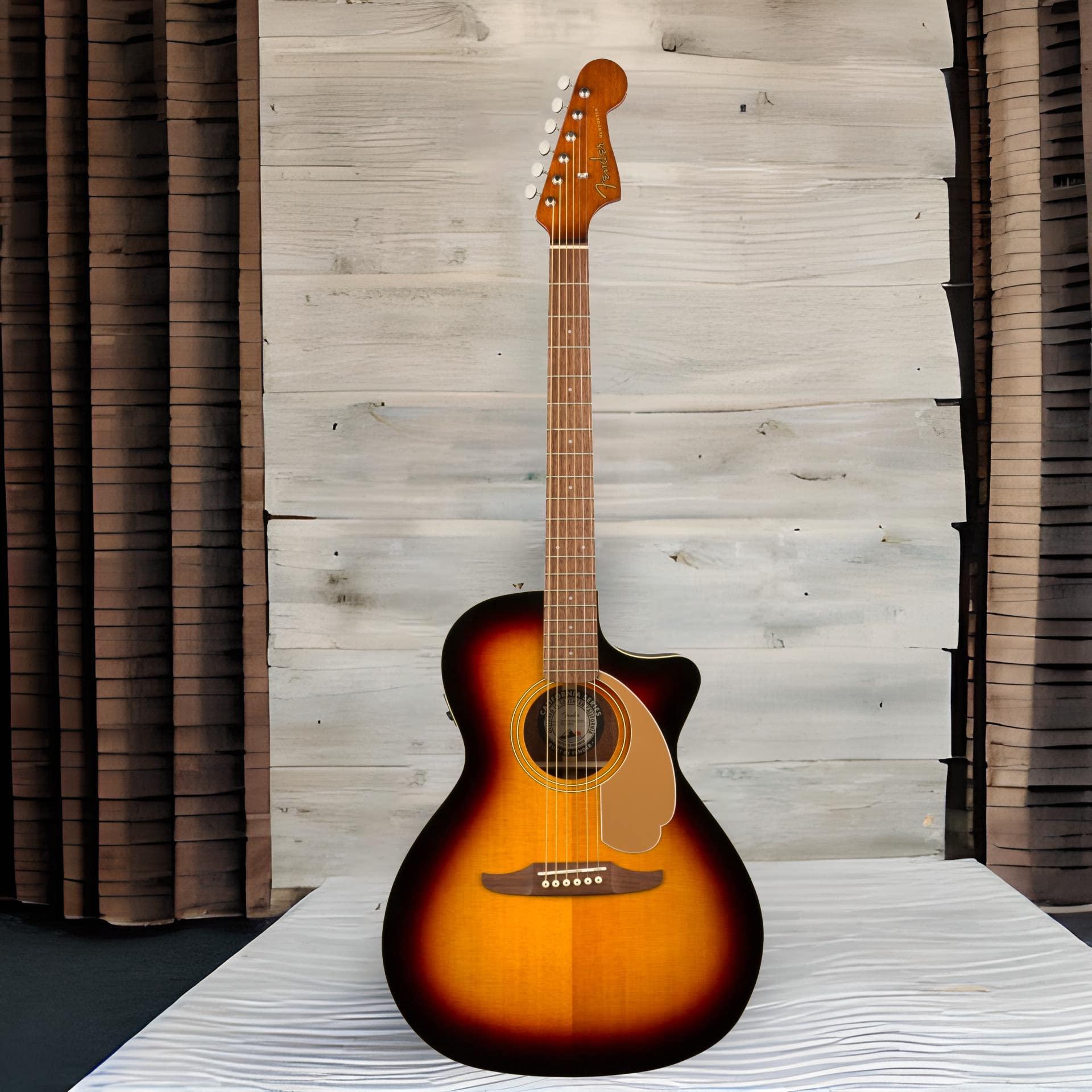 Fender Newporter Player Acoustic Guitar, with 2-Year Warranty, Sunburst, Walnut Fingerboard