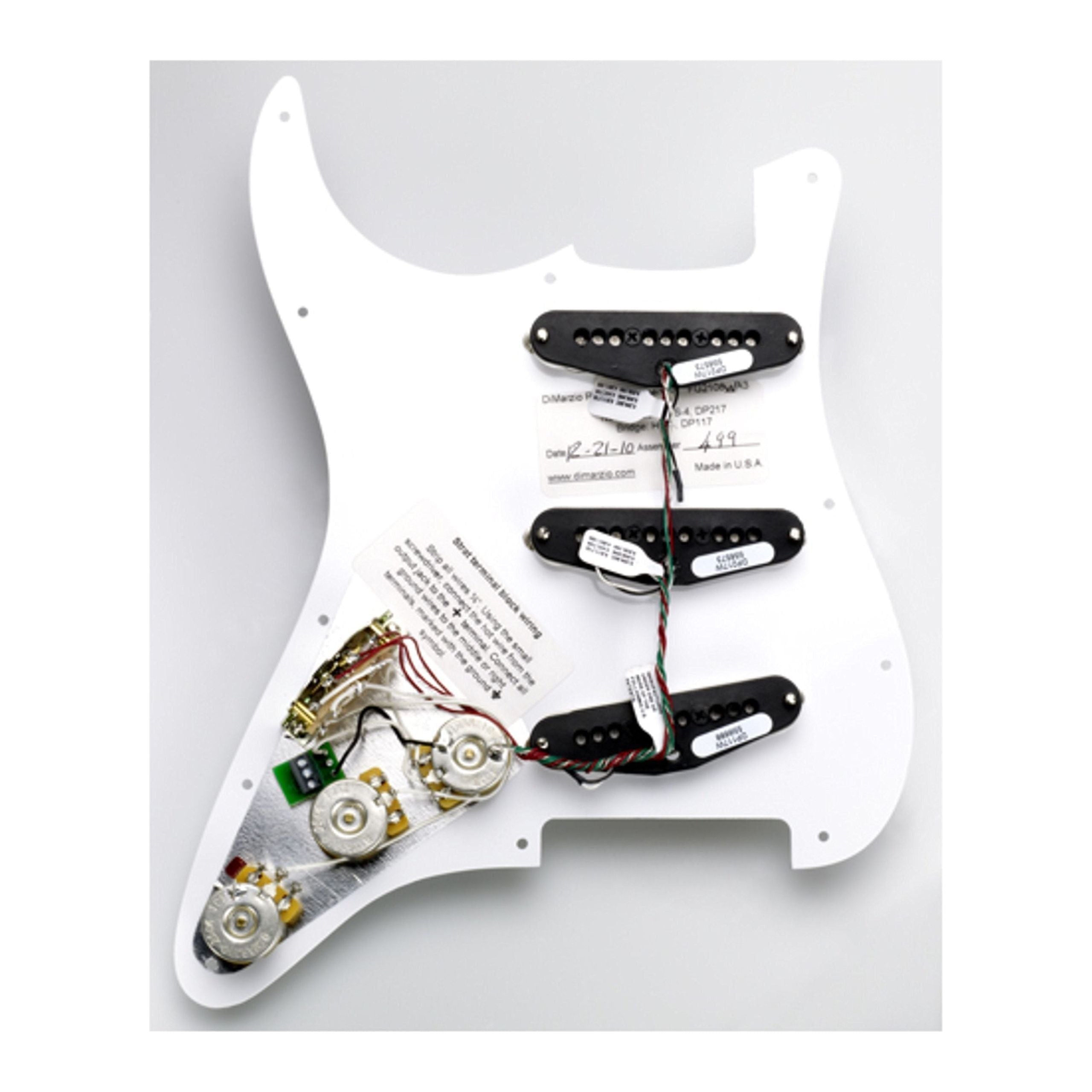 DiMarzio FG2108WA4 Pre-Wired Pickguard Assembly for Strat Electric Guitar White