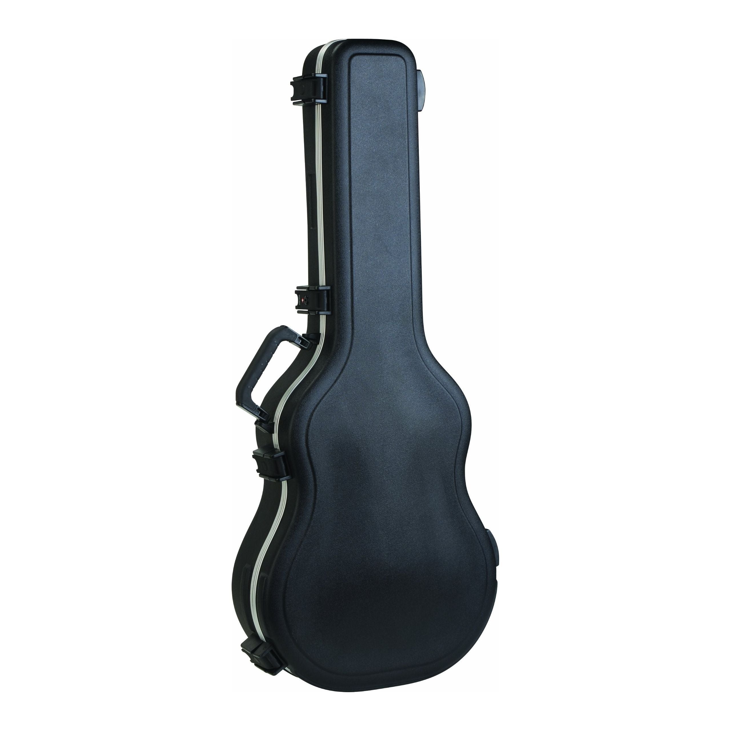 SKB Cases 000-Size Acoustic Shaped Guitar Hardshell Case with Full-Length Neck Support, TSA Latch, Over-Molded Handle, and Accessories Compartment