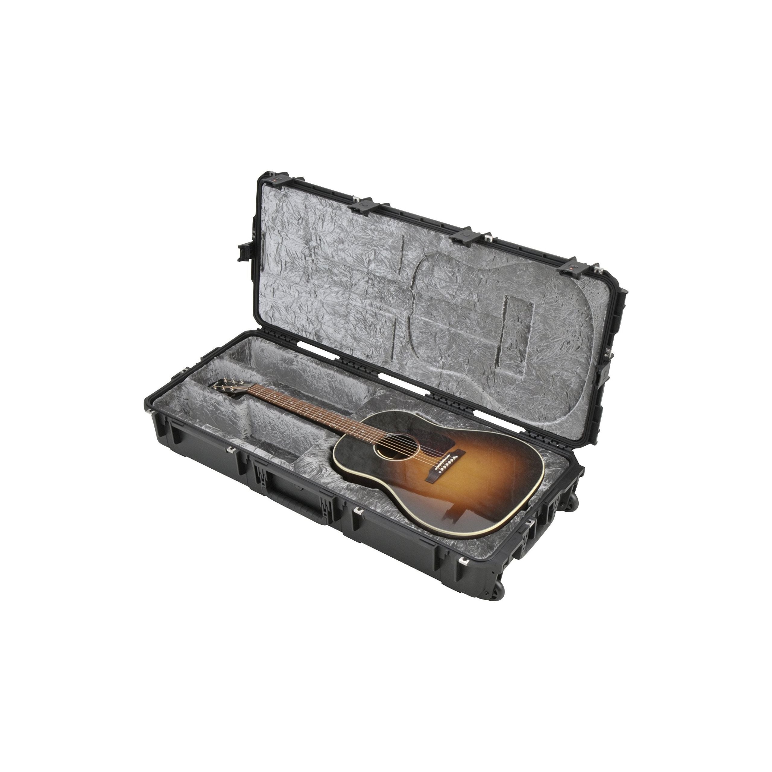 SKB Cases iSeries Waterproof Injection Molded Acoustic Guitar Case with TSA Latches and Wheels (Tan)