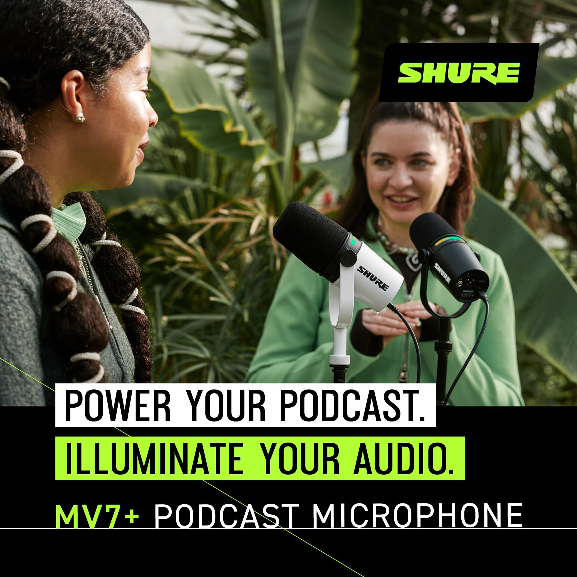 Shure MV7+ Podcast Microphone. Enhanced Audio, LED Touch Panel, USB-C & XLR Output