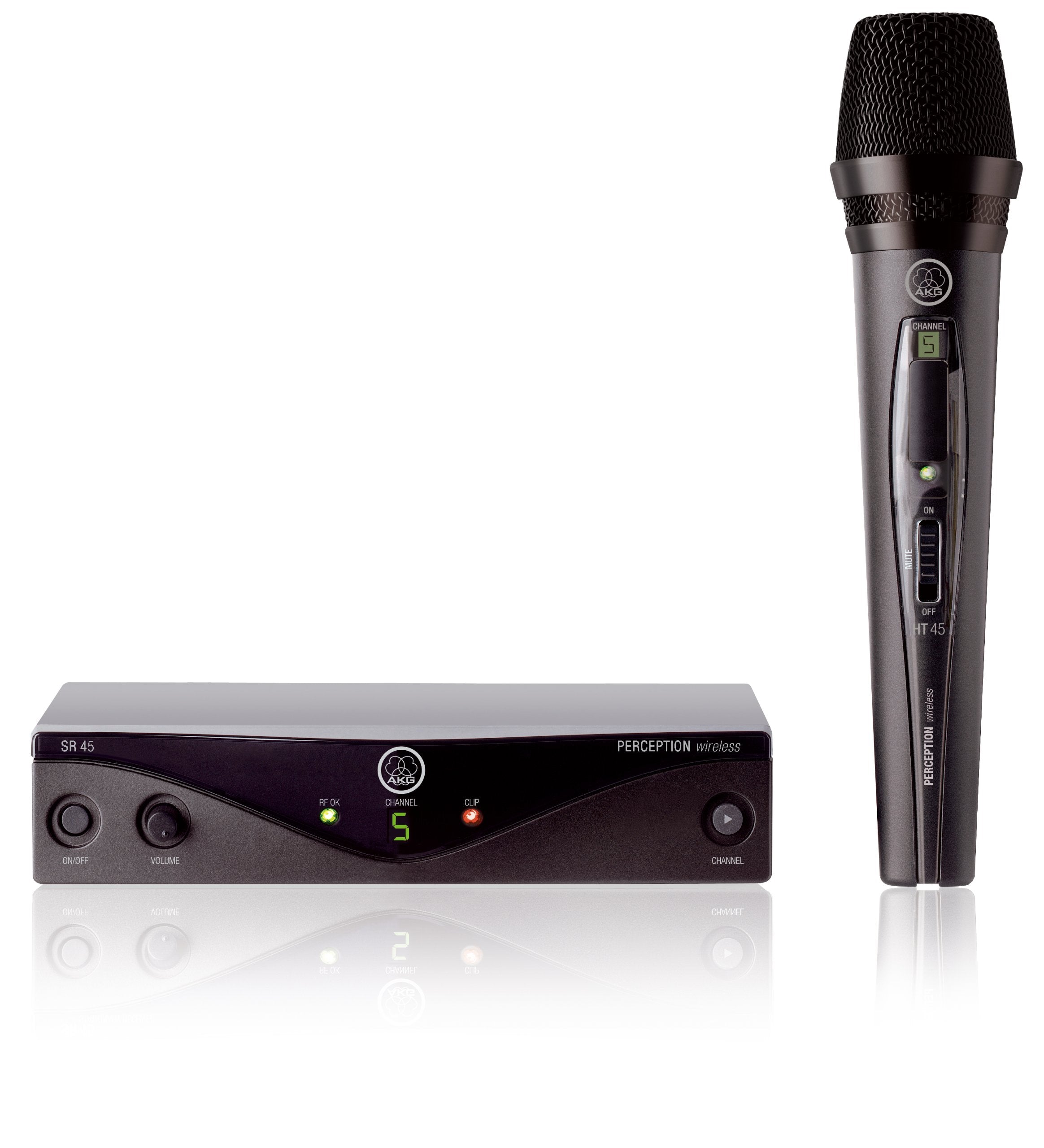 AKG Pro Audio Perception Wireless Microphone System with SR45 Stationary Receiver and PT45 Pocket Transmitter- Vocal Set (3251H00010)