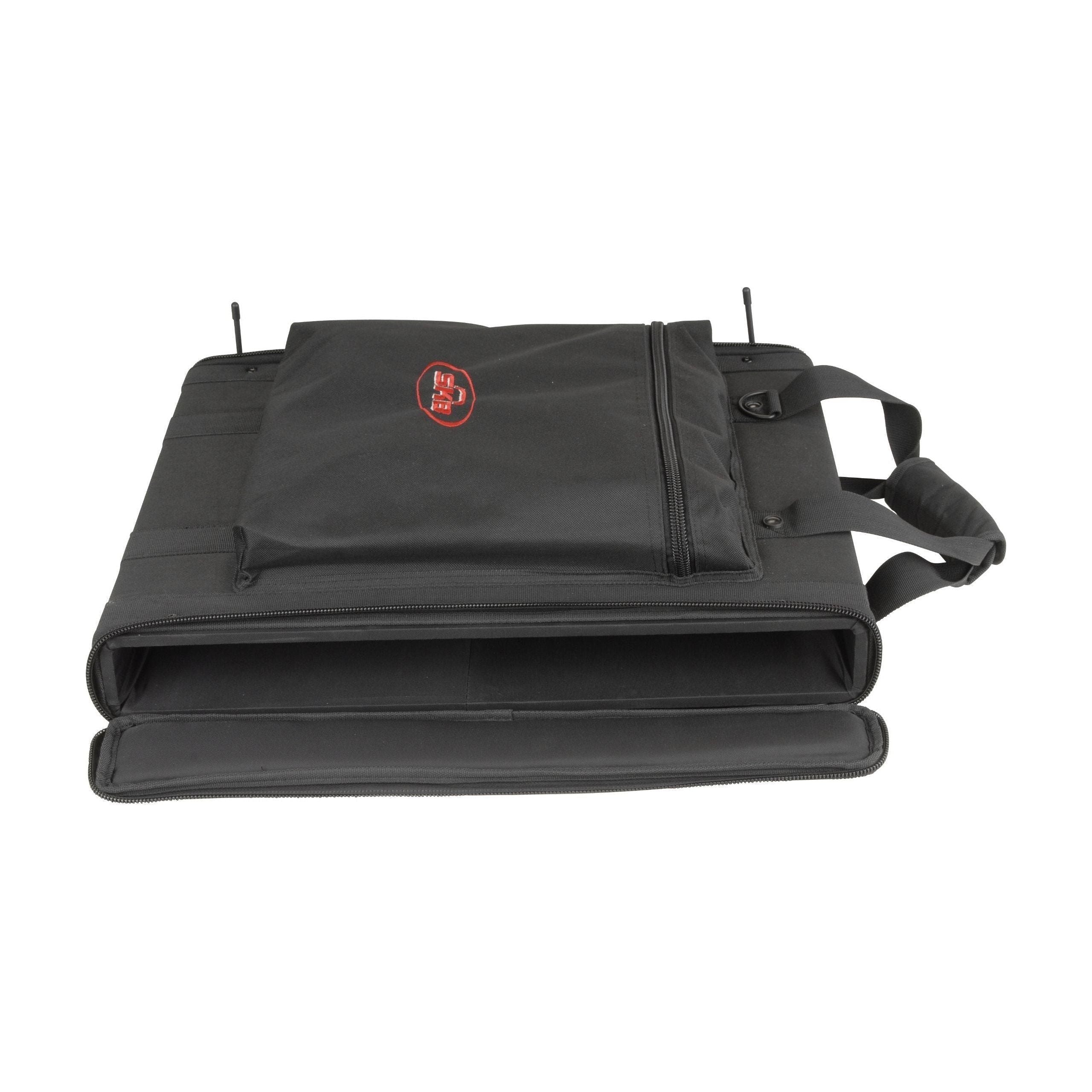 SKB Cases 1U Series Soft Rack Case with Steel Rails, Heavy Duty Zippers, Outer Pocket, and Shoulder Straps, For Wireless Microphone Systems and Pre-Amps