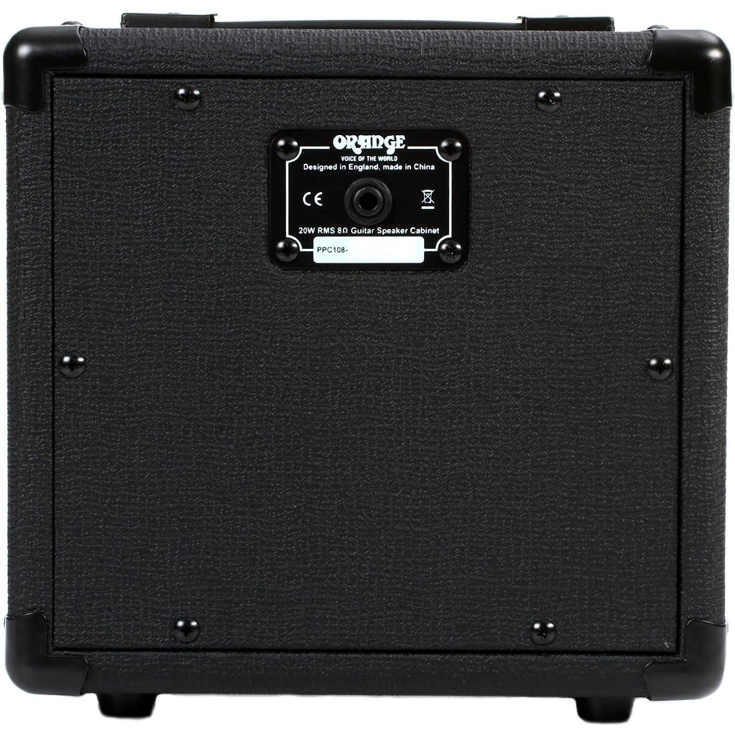 Orange Amp Micro Dark Terror MD20 Hybrid Amp Head Mini Stack Combo Bundle with PPC108 1x8 in Black Speaker Cabinet, Pig Hog Woven Guitar Cable 10ft, Speaker Cable and Liquid Audio Polishing Cloth