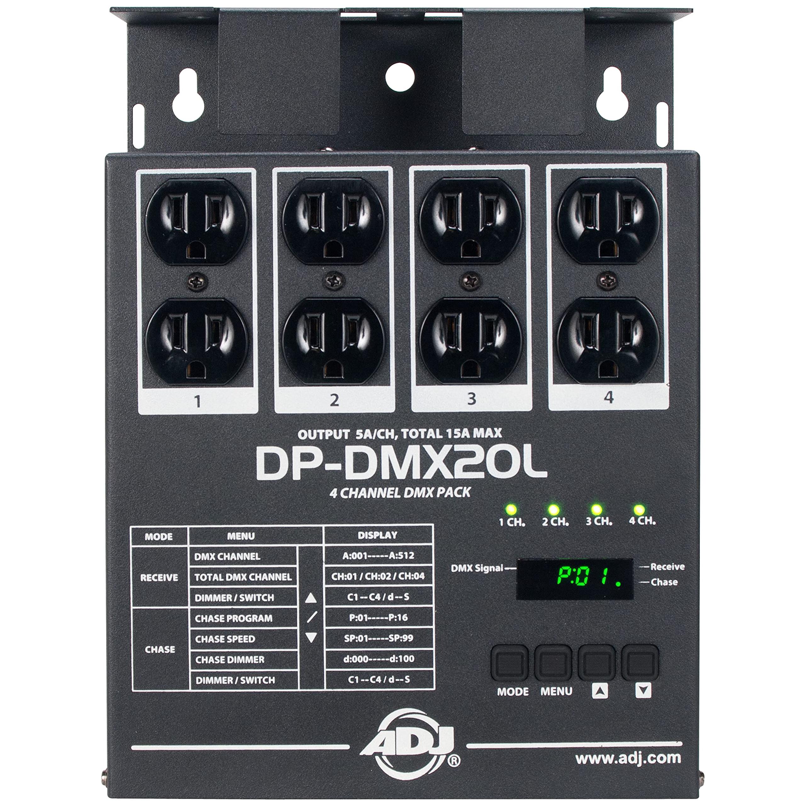 ADJ Products DMX20L 4-Channel Universal DMX Dimmer/Switch Pack, Compact and Portable DP