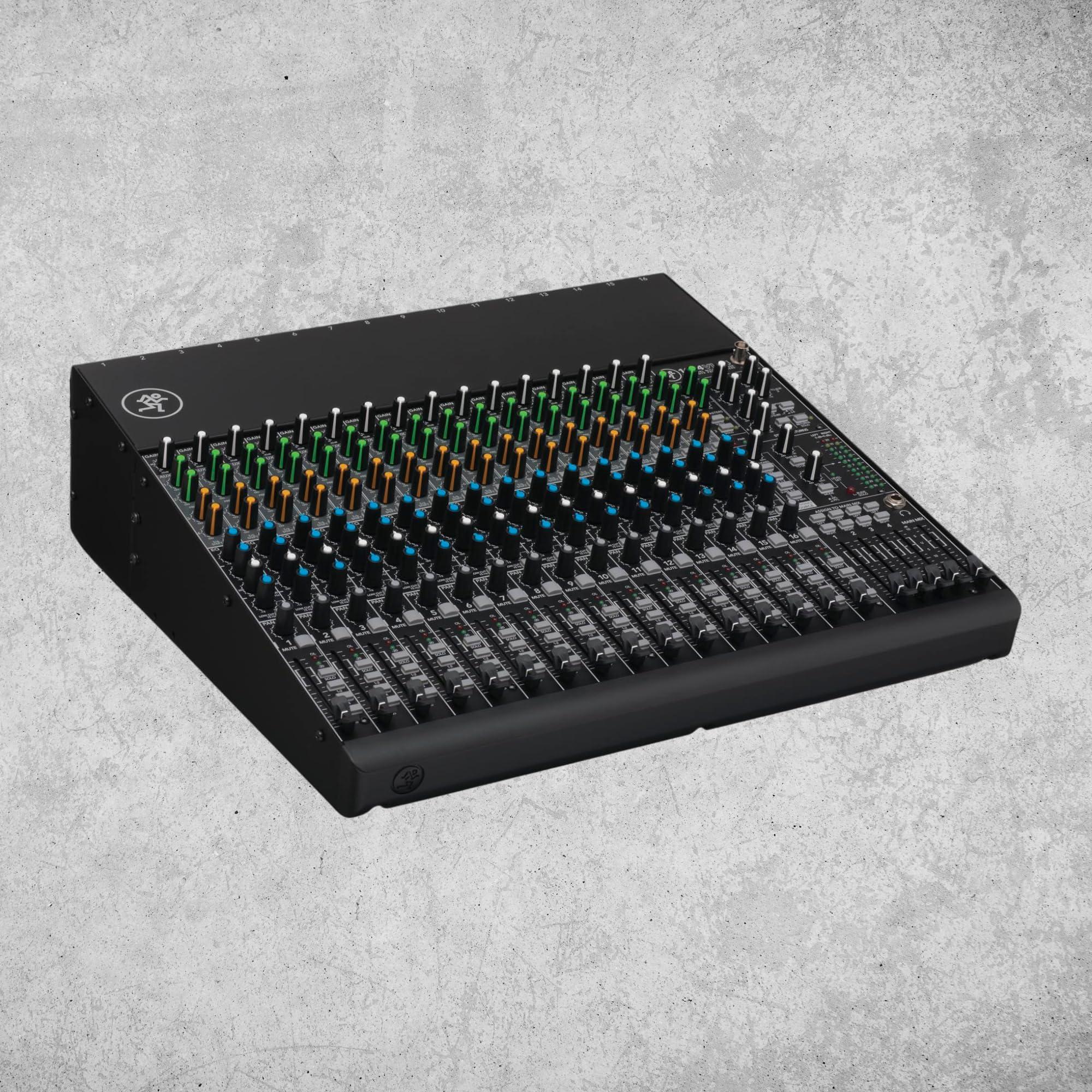 Mackie 1604VLZ4 16-Channel 4-Bus Compact Analog Mixer Bundle w/ 4-Pack Pig Hog PHM10 8mm Mic Cable and Liquid Audio Polishing Cloth