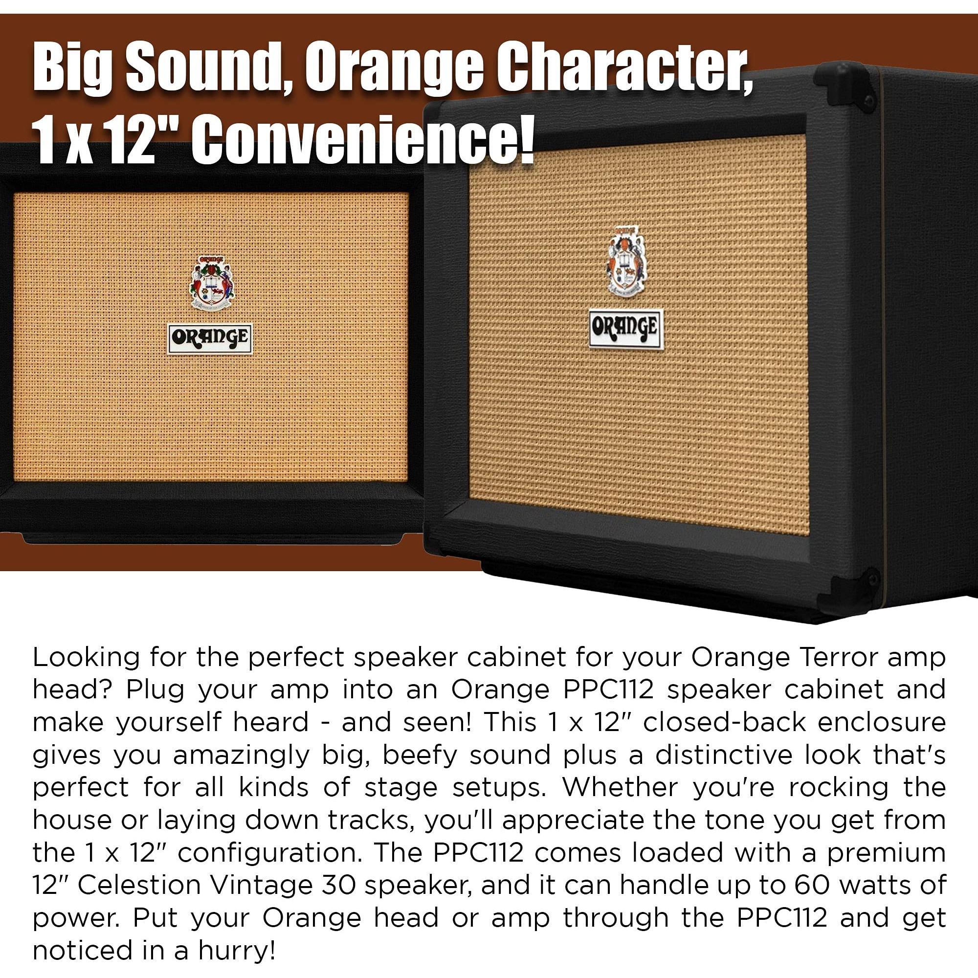 Orange PPC112 60W 1 x 12" 16-ohm Cabinet - Black