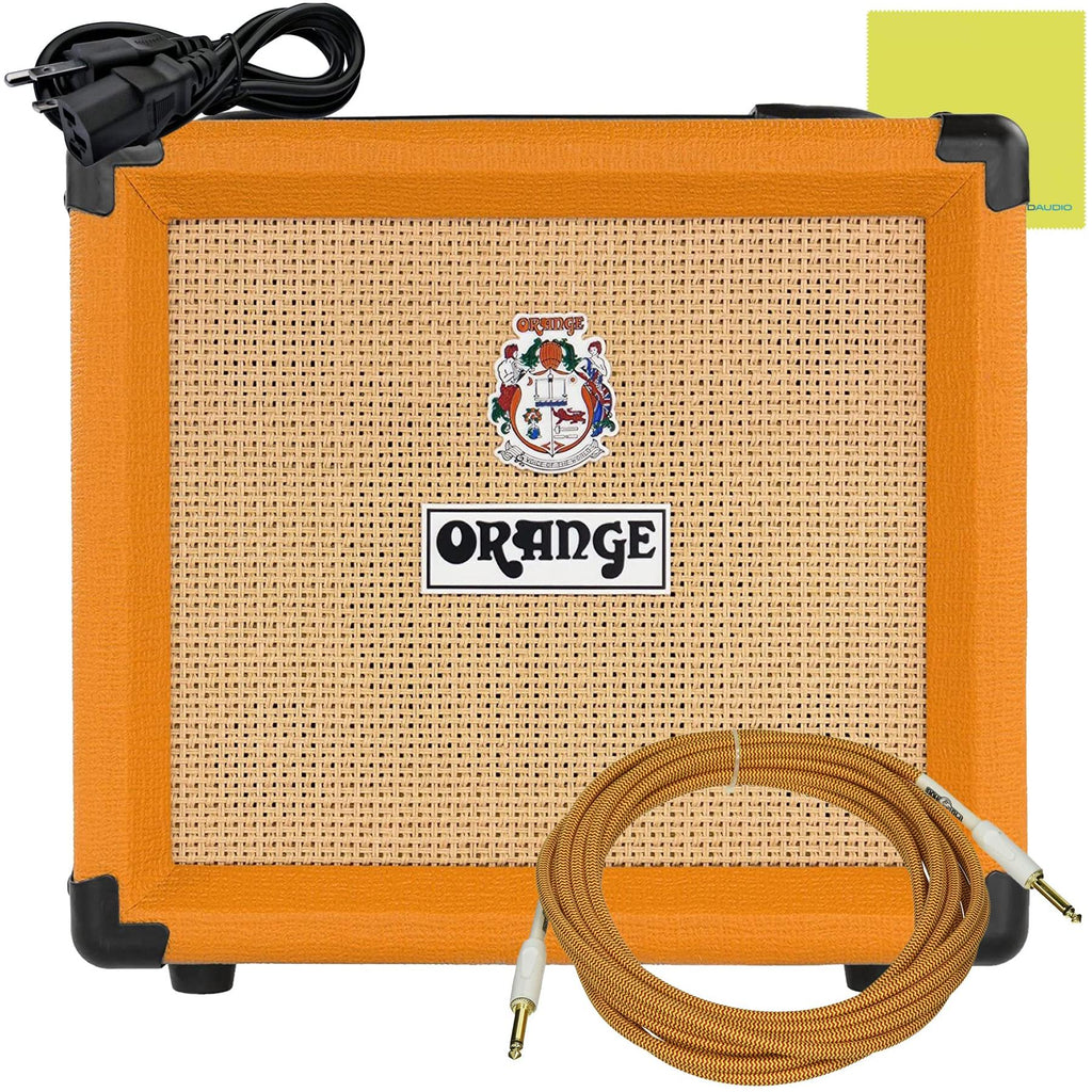 Orange Crush 12 12W 1x6 Guitar Combo Amp Bundle w/Pig Hog Woven Instrument Cable, Power Cable and Liquid Audio Polishing Cloth (3 Items)