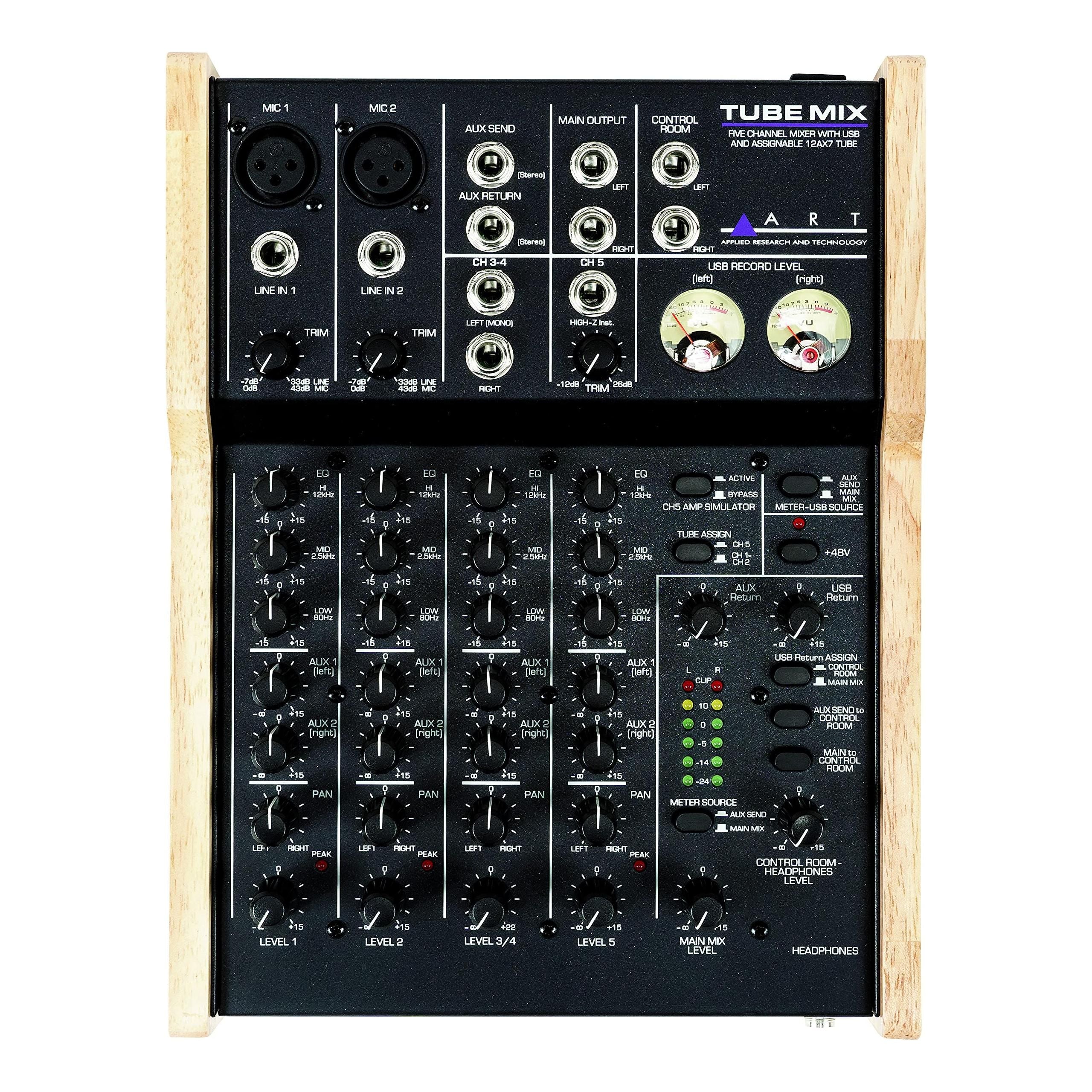 ART TubeMix 5-Channel Mixer w/ USB & Assignable 12AX7 Tube