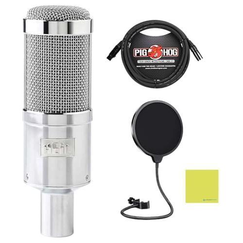 Liquid Audio Heil Sound PR 40 Dynamic Cardioid Studio Microphone Bundle w/Pig Hog PHM10 8mm Mic Cable, Pop Filter Polishing Cloth