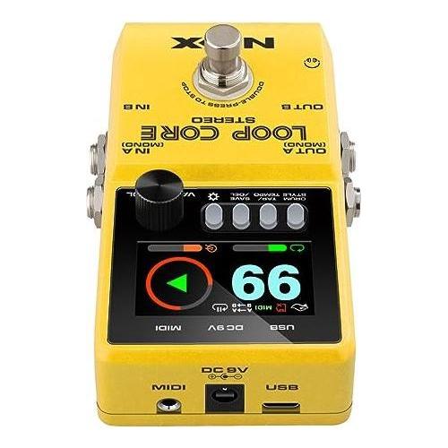 NUX Loop Core Stereo Guitar Looper Pedal, 6 hours recording time,Stereo Audio, MIDI Control, Cab Simulation for Output to Mixer.