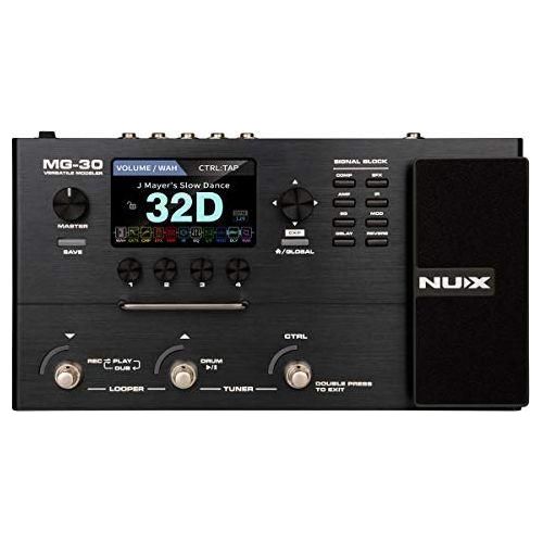 NUX MG-30 Guitar Multi-Effects Pedal Guitar/Bass/Acoustic Amp Modeling Processor, IR Loader, White-Box Algorithm, EFX Routing, 4'' Color LCD, NMP-2 Footswitch Included